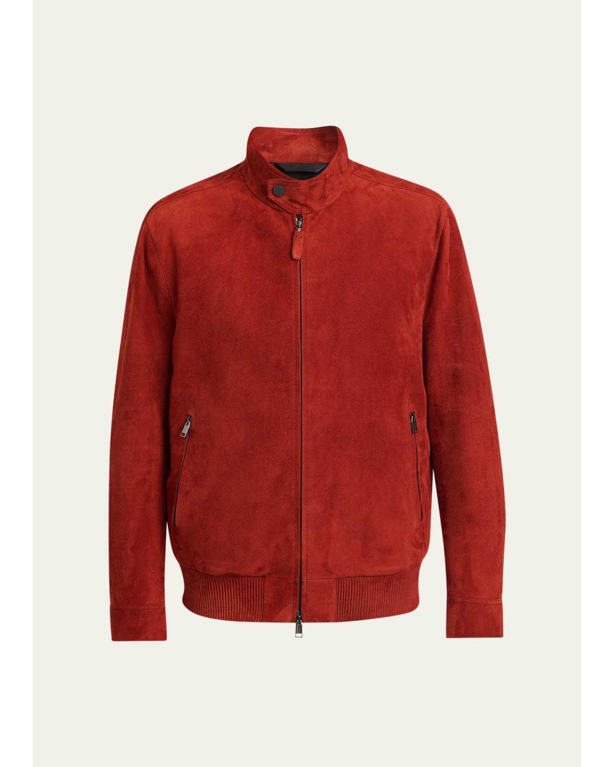 Men'S Leather Stand-Collar Blouson