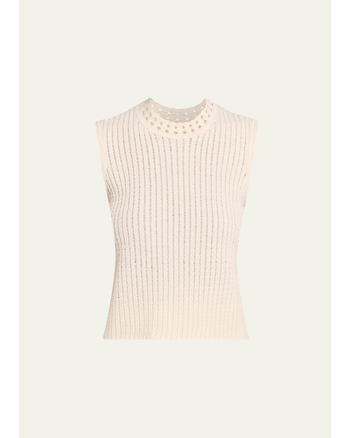 Openwork Cable Knit Sleeveless Sweater