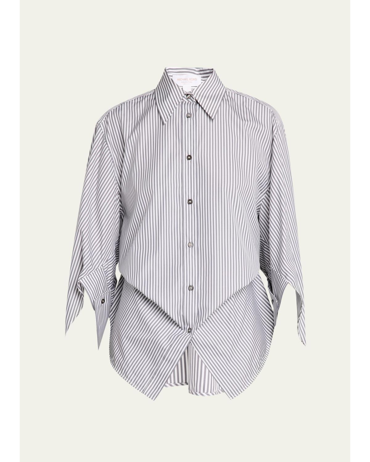 Keegan Stripe Cinched Button-Down Shirt