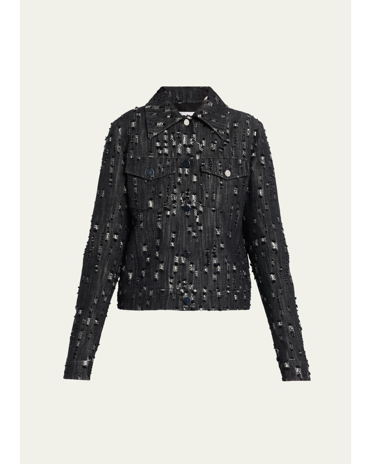 Frayed Cotton Denim Jean Jacket