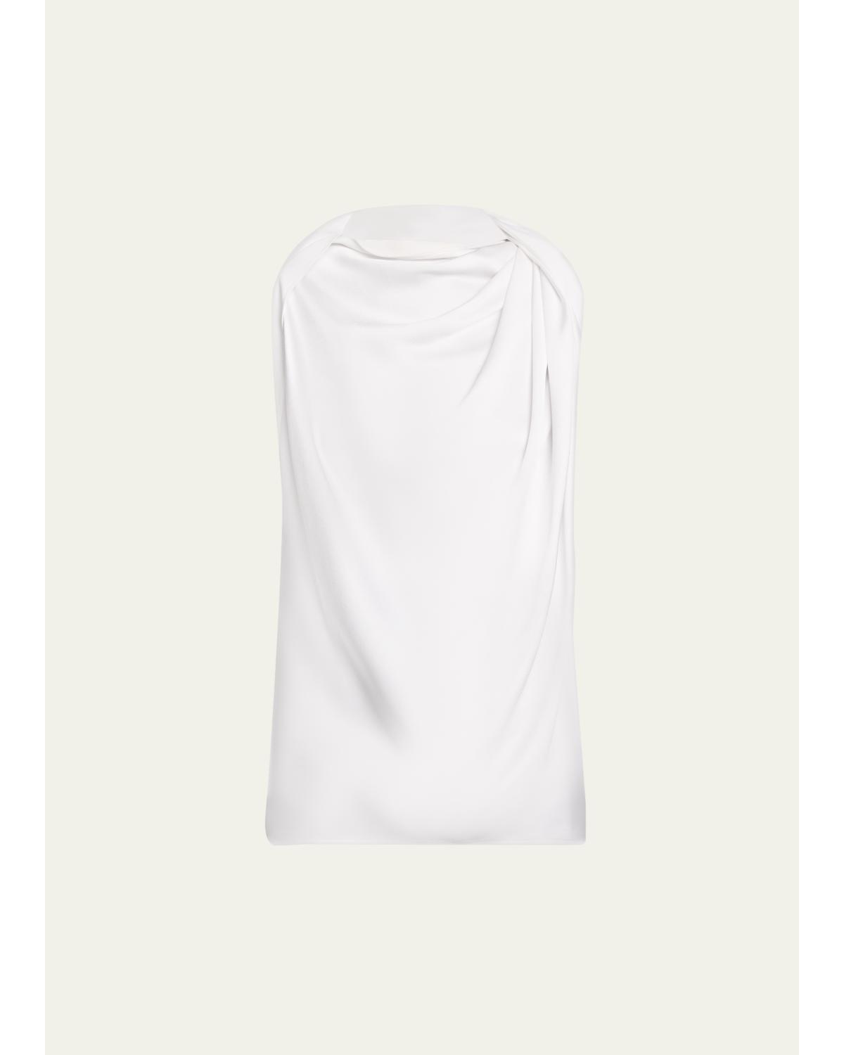 Sleeveless Draped High-Neck Blouse