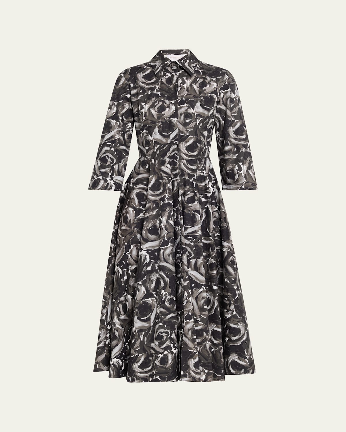 Michael Kors Floral-print Cotton Midi Shirtdress In Multi
