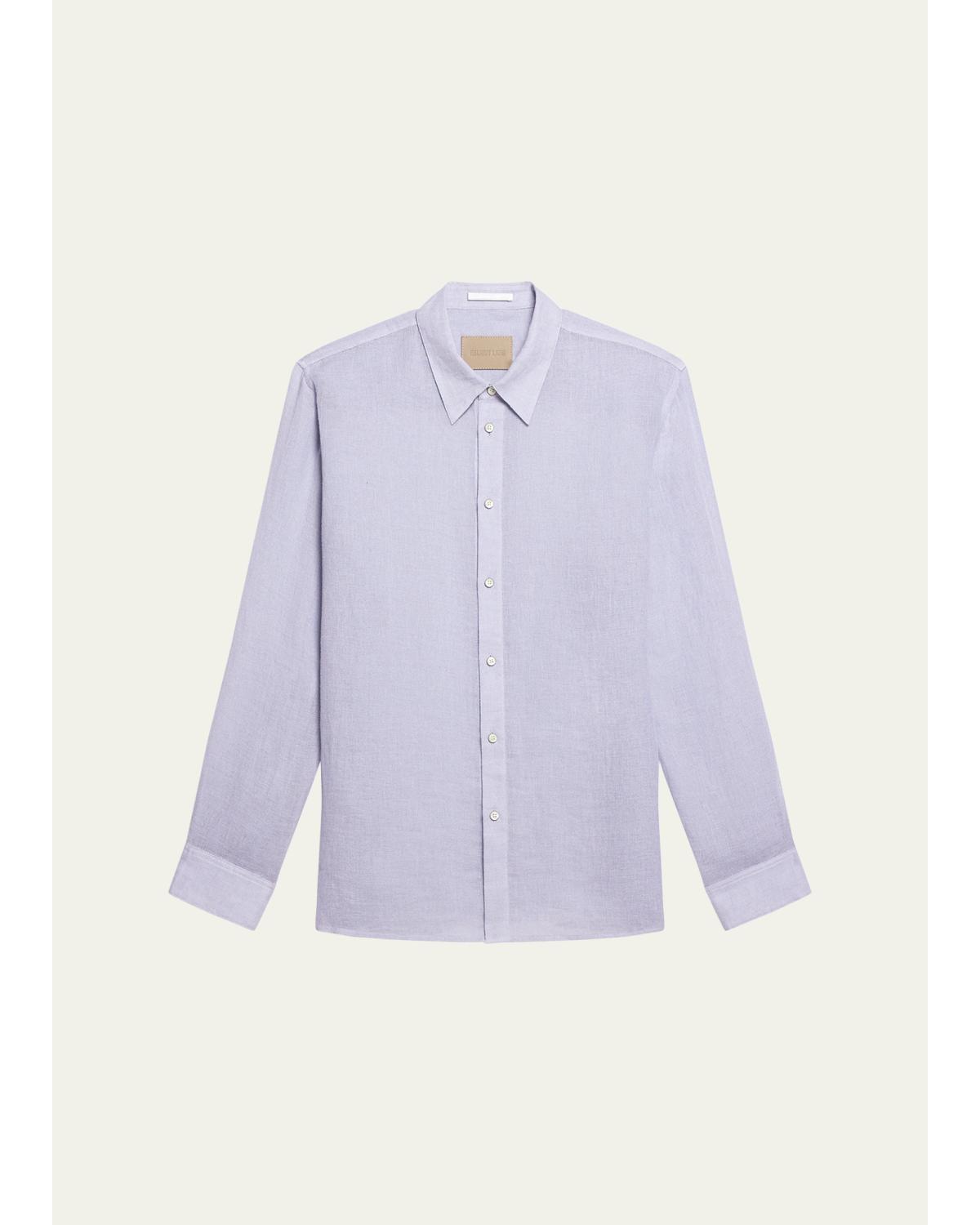 Men'S Relaxed Fit Linen Button-Down Shirt