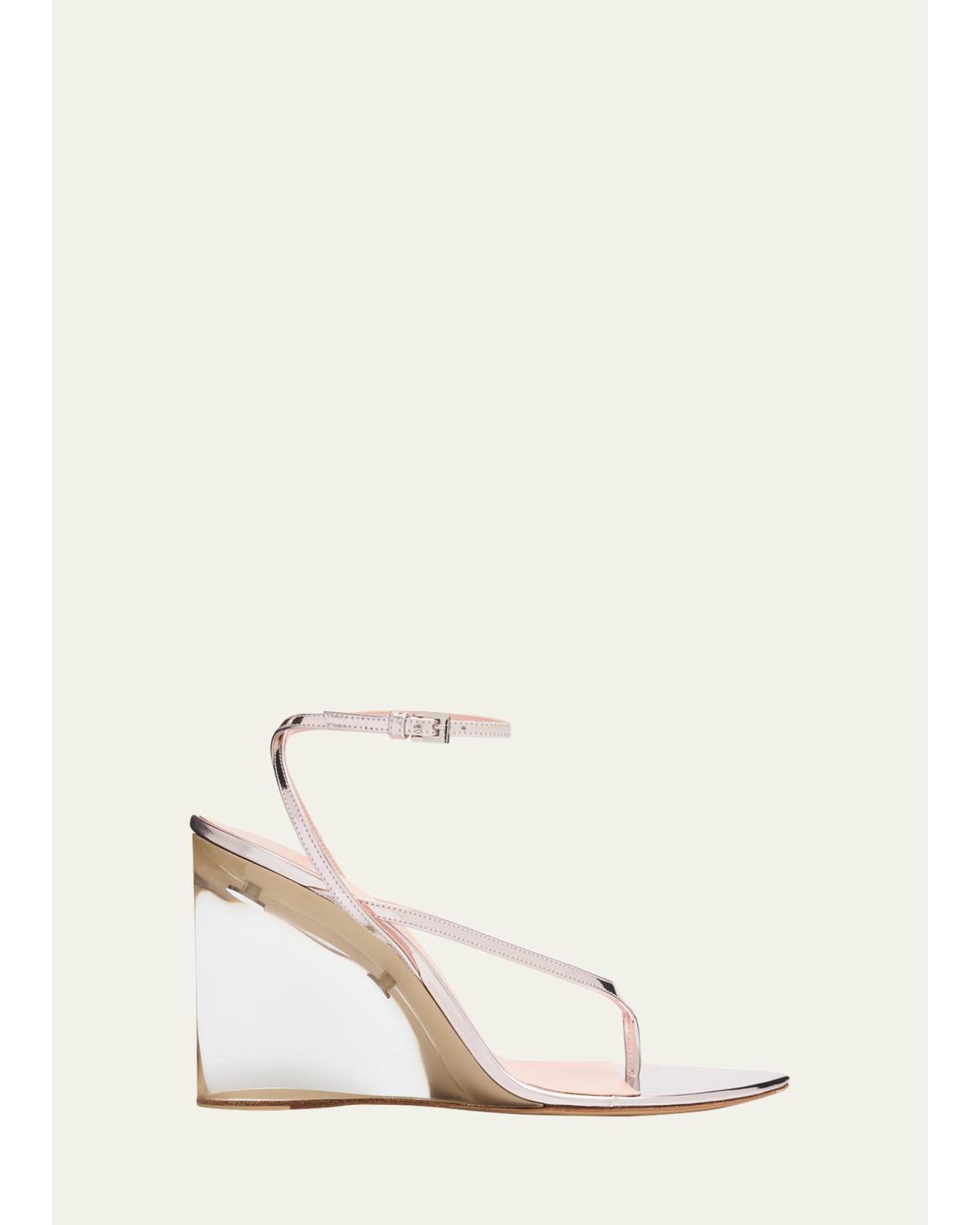 Mirrored Leather Invisible Wedge