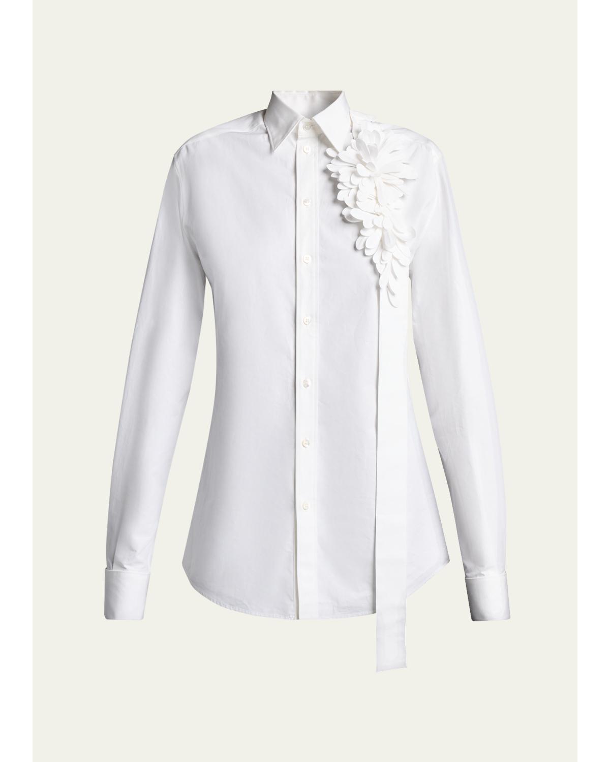 Garden Flower Cotton Poplin Button-Down Shirt