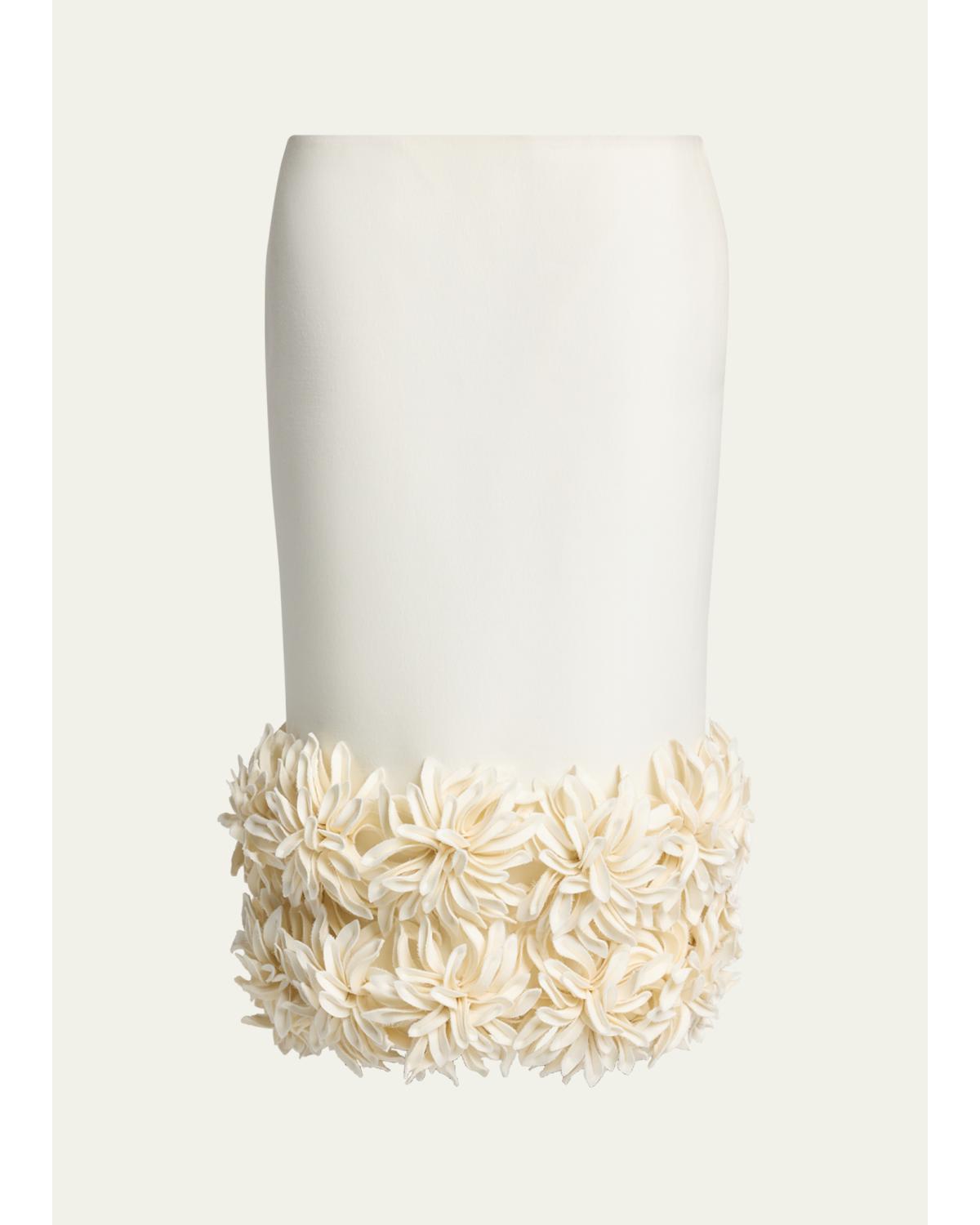 Pointy Flower Midi Pencil Skirt