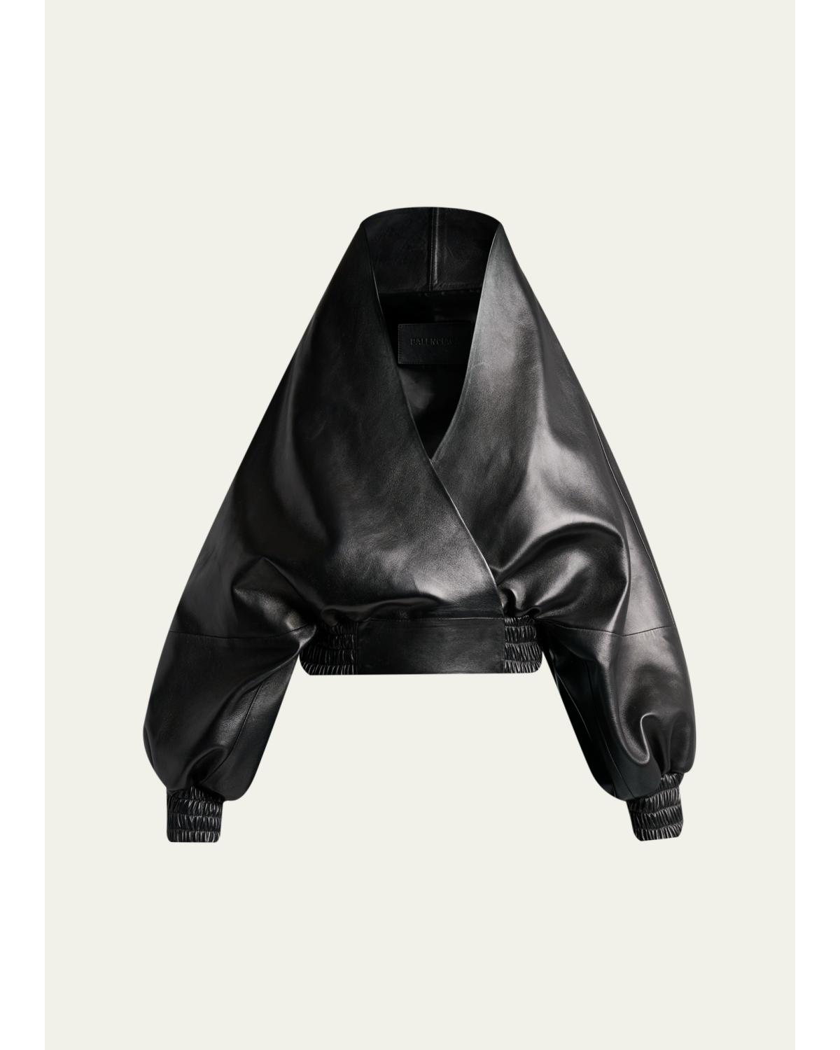 Structured Leather Wrap Jacket