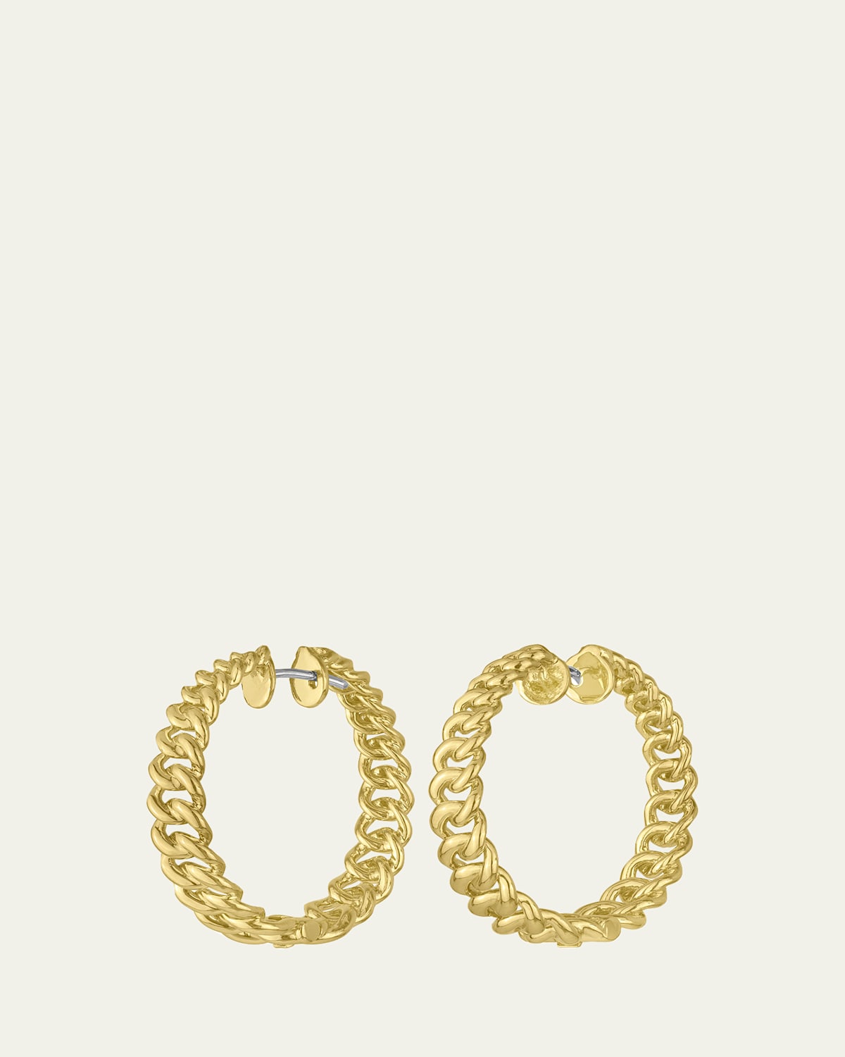Paul Morelli 18K Yellow Gold Cuban Chain Hoop Earrings, 30mm