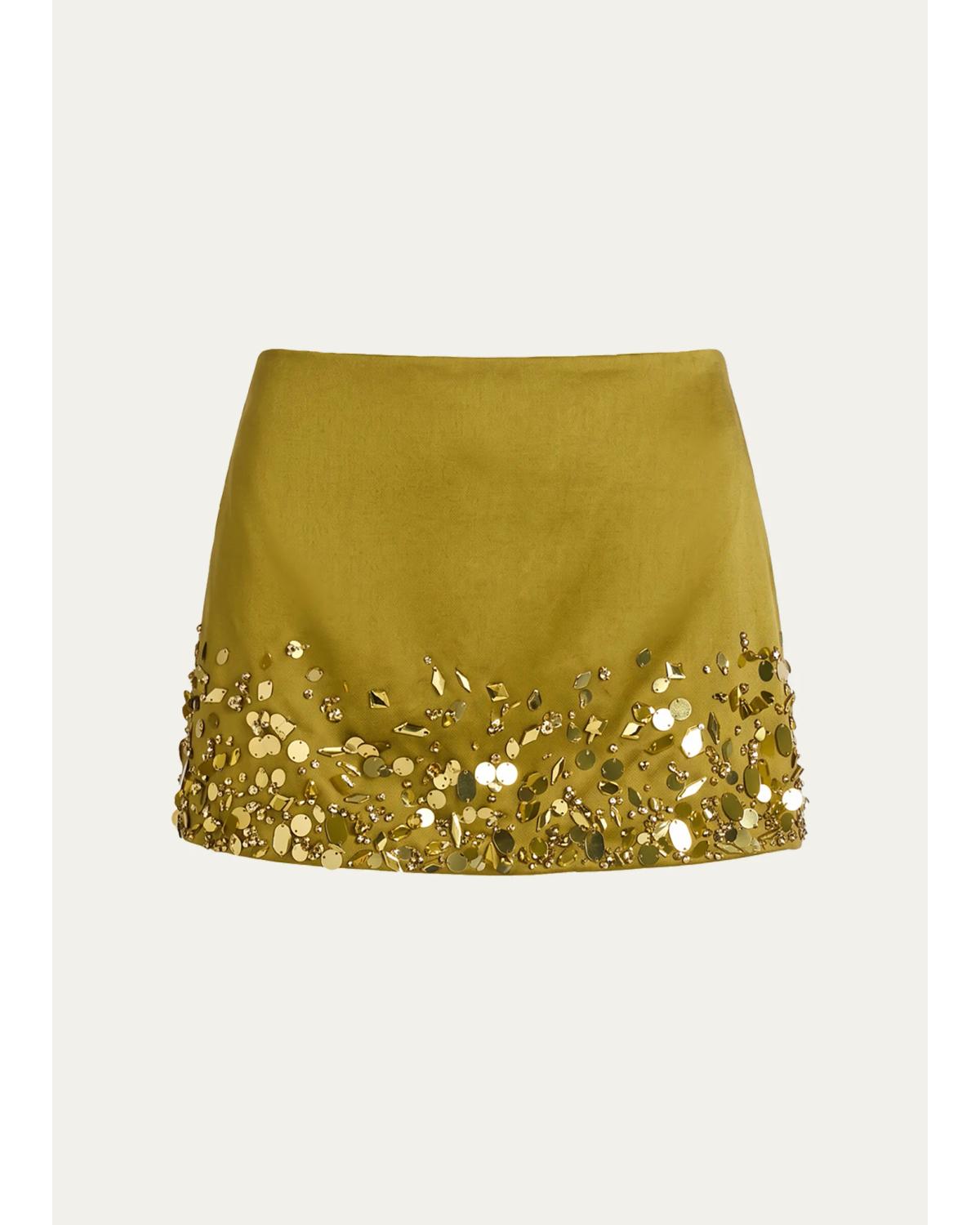 Retroféte Quilly Embellished Mini Skirt In Basil