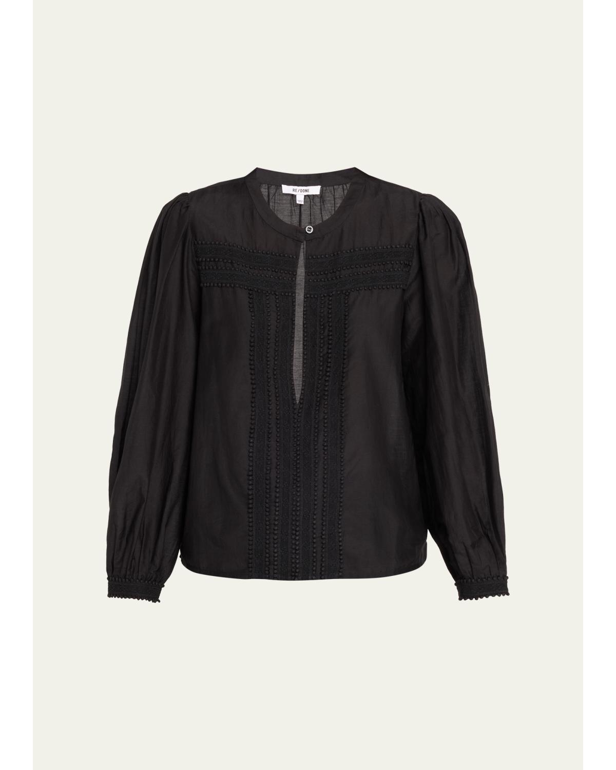 Tate Lace-Trim Cotton-Silk Voile Blouse
