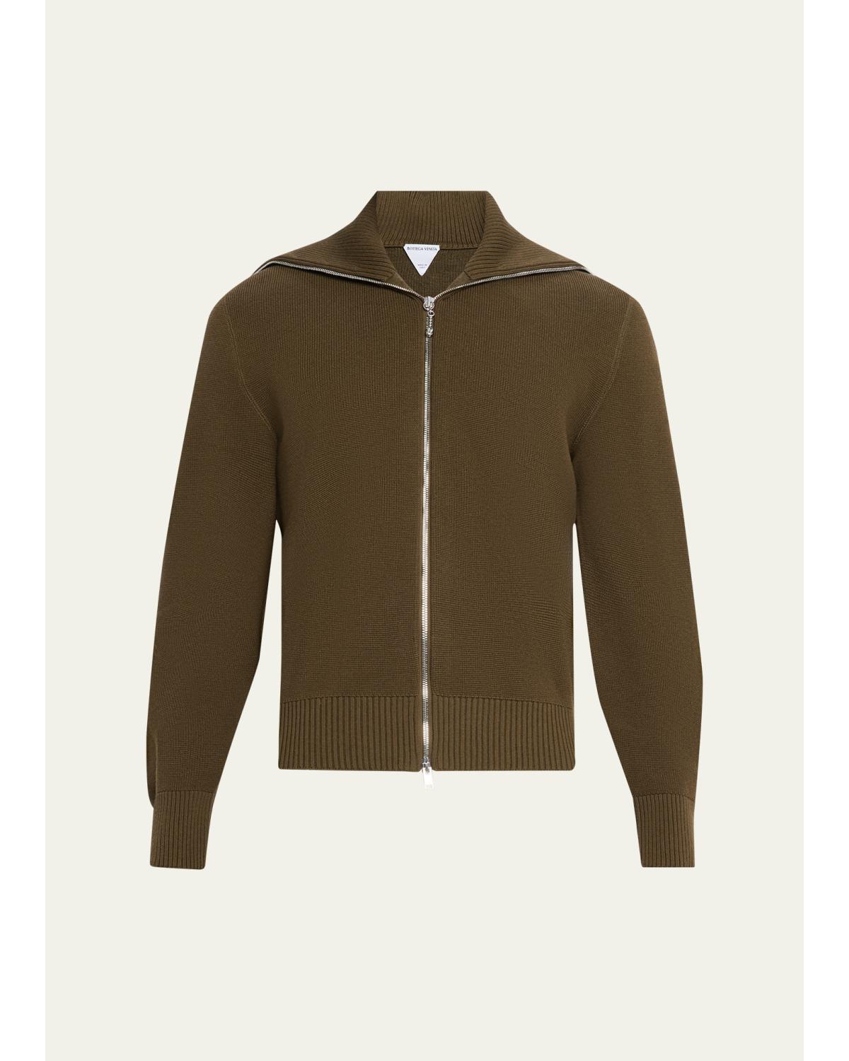 Men's Wool and Cotton Knit Full-Zip Cardigan