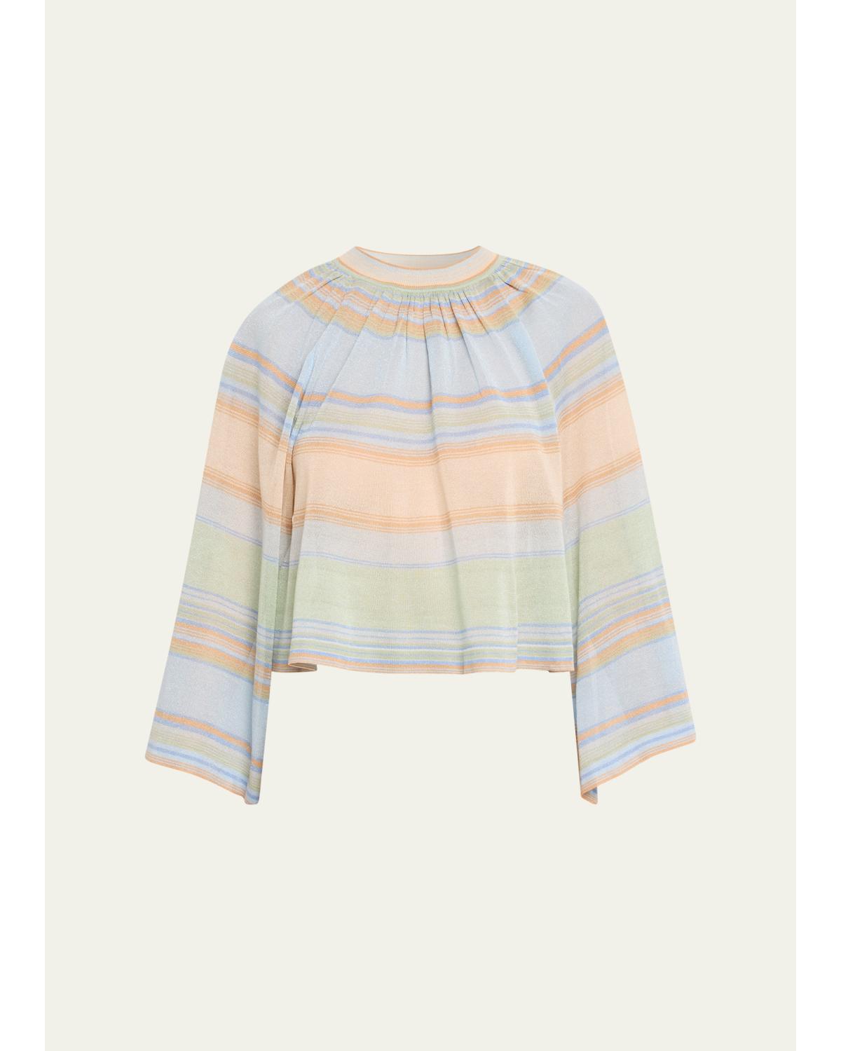 Indra Stripe Bell-Sleeve Top