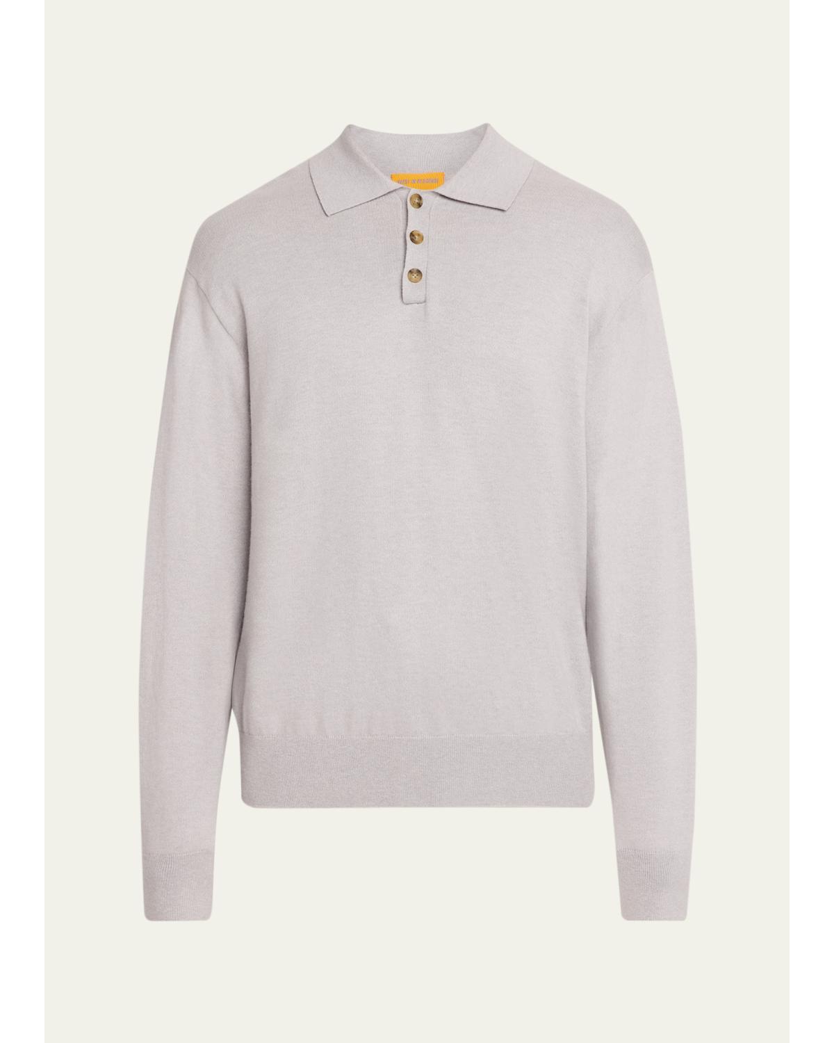 Men'S Cotton-Cashmere Allday Polo Sweater