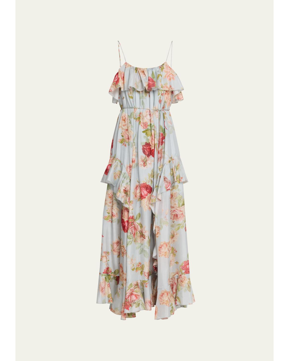 Roselight Floral Frill Maxi Dress