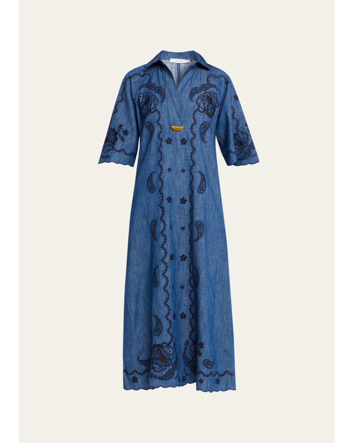 Aster Embroidered Midi Dress