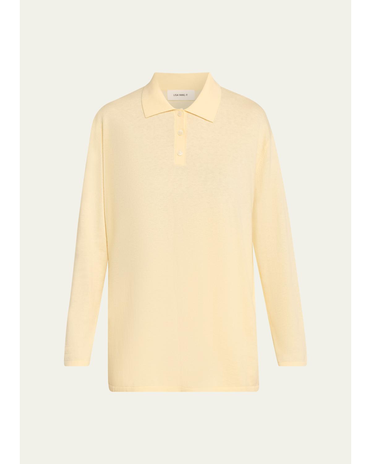 Caisa Cotton-Cashmere Knit Polo Sweater