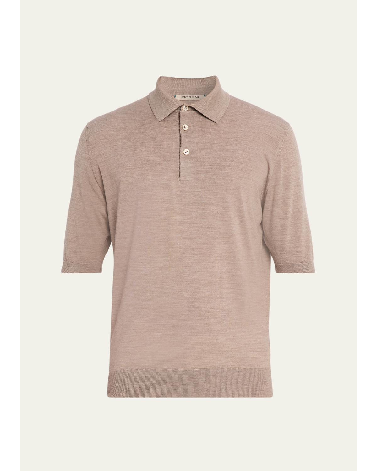 Men'S Fine-Knit Melange Polo Shirt