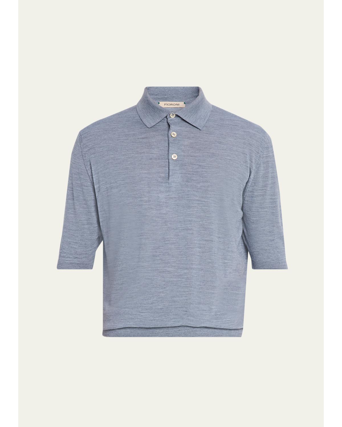 Men'S Fine-Knit Melange Polo Shirt
