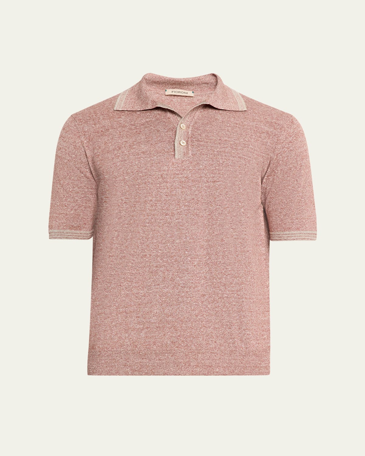 Fioroni Men's Heathered Linen-cotton Polo In Pink