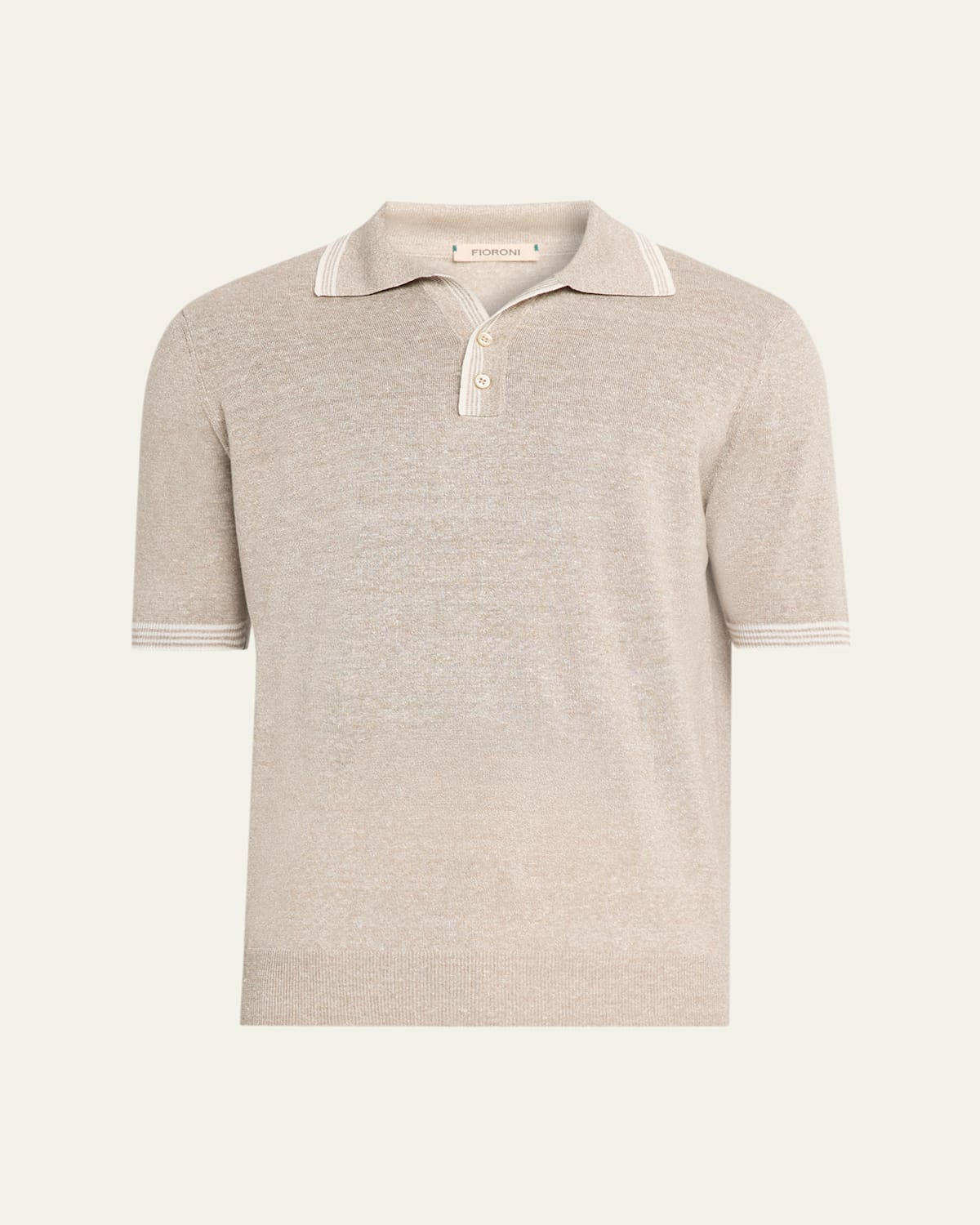 Fioroni Men's Heathered Linen-cotton Polo In Beige