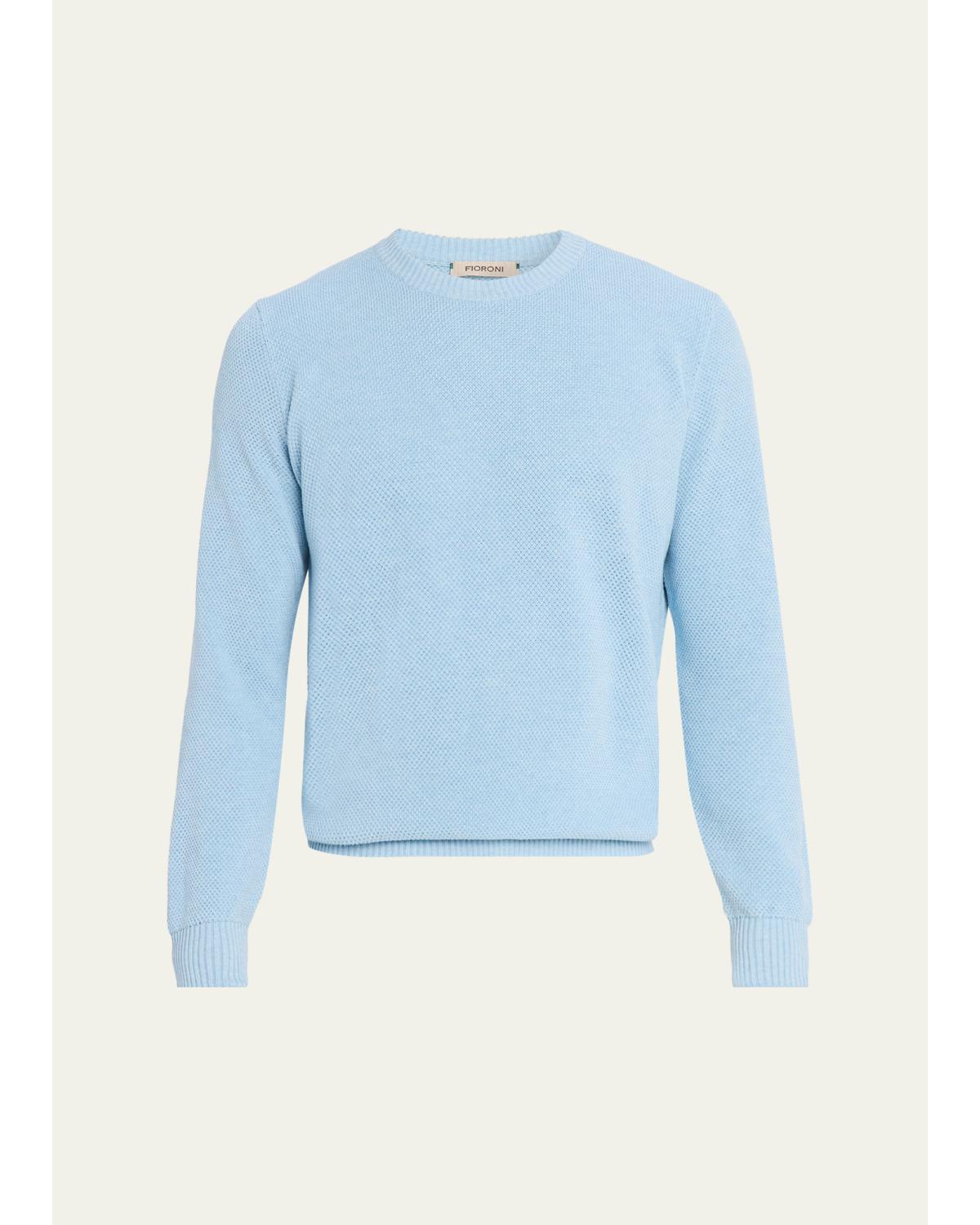 Men'S Diamond-Knit Silk/Cotton Crewneck Sweater