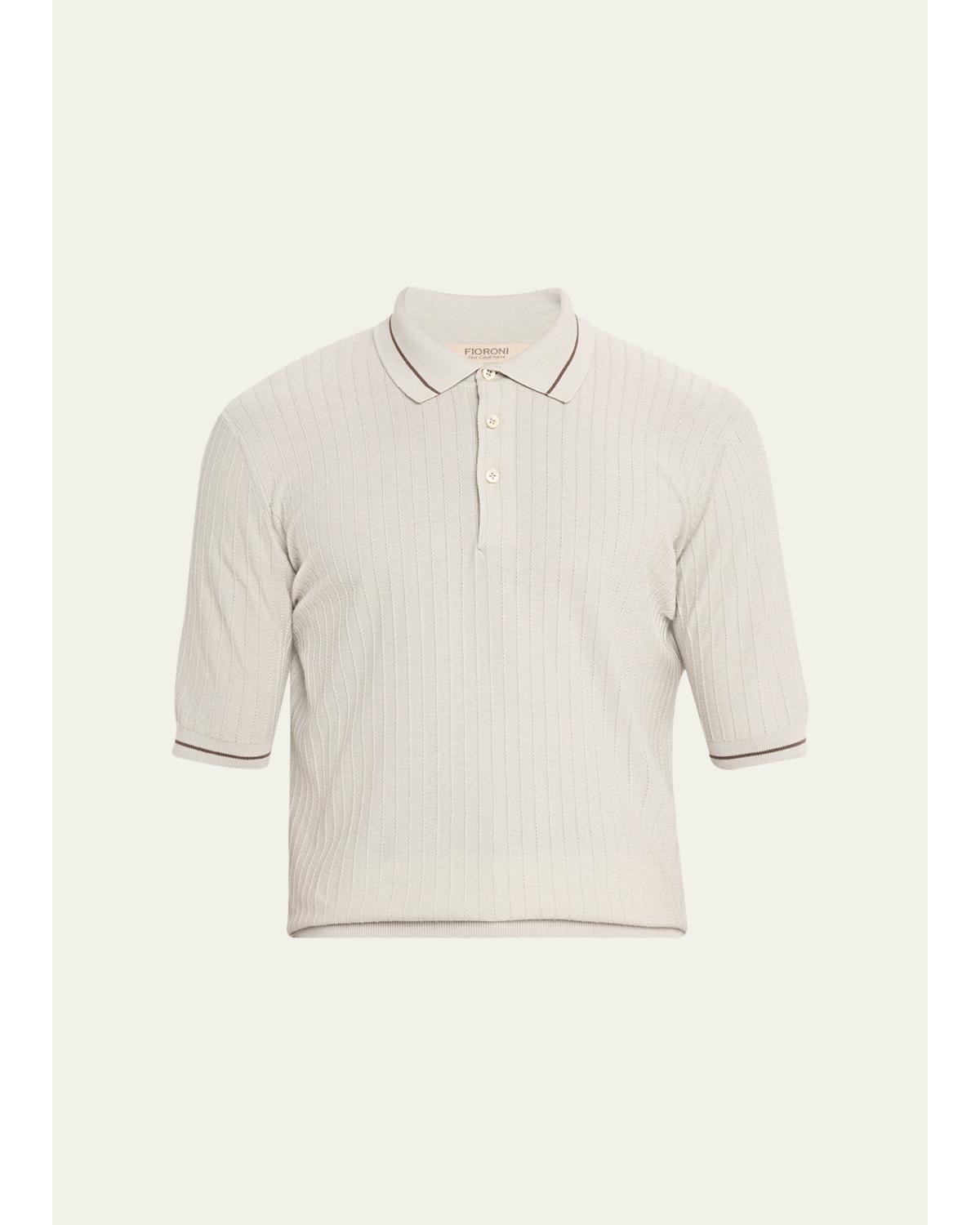 Men's Textural Cotton-Cashmere Polo Shirt