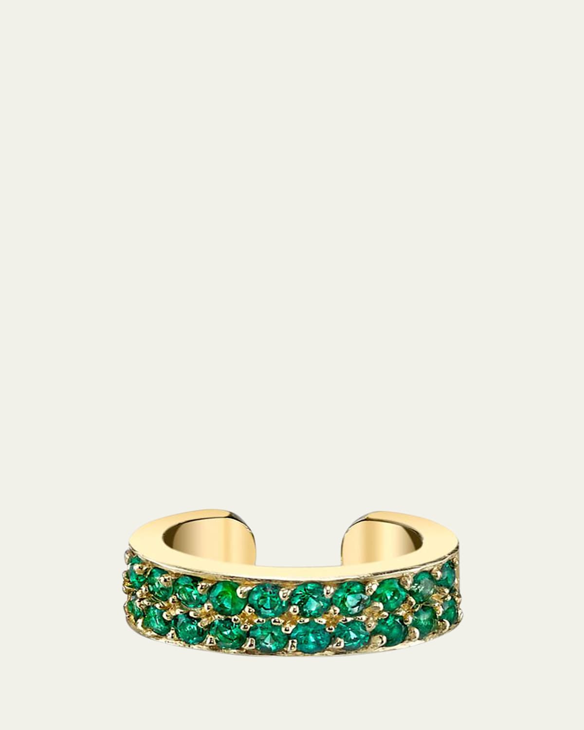 Anita Ko 18K Yellow Gold Two Row Emerald Ear Cuff, Single