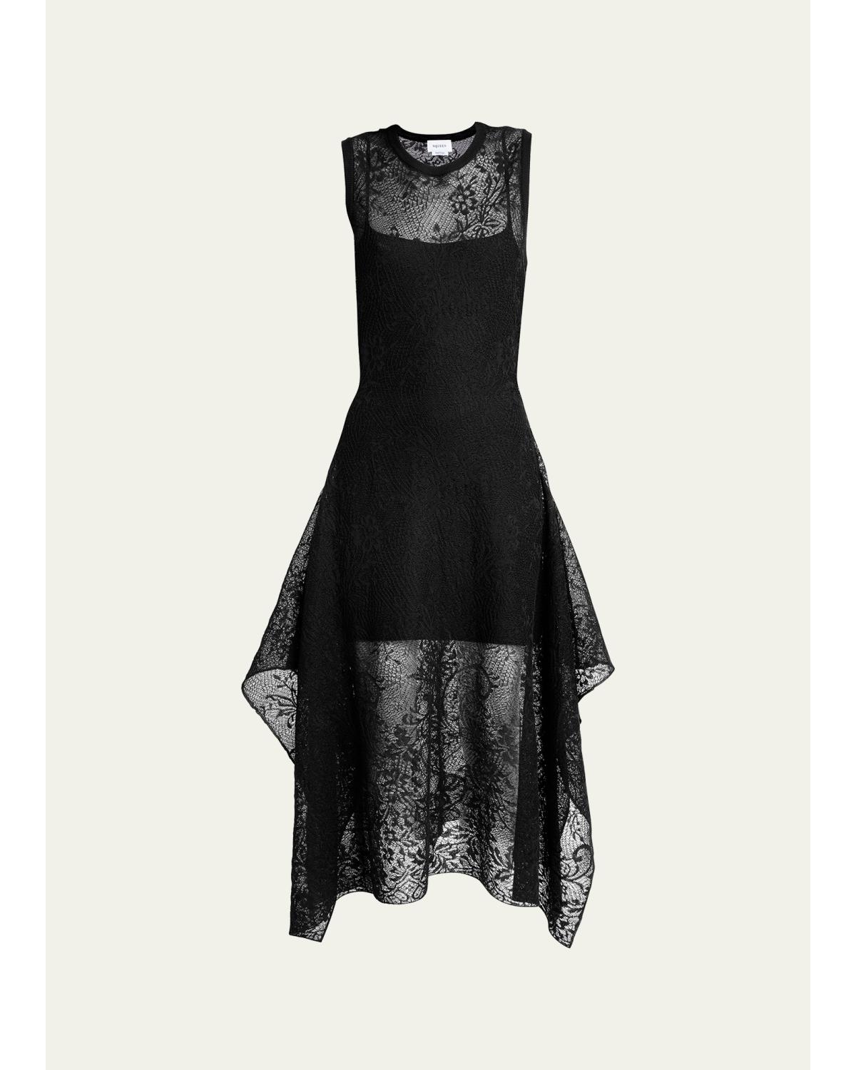 Floral Lace Semi-Sheer Sleeveless Dress