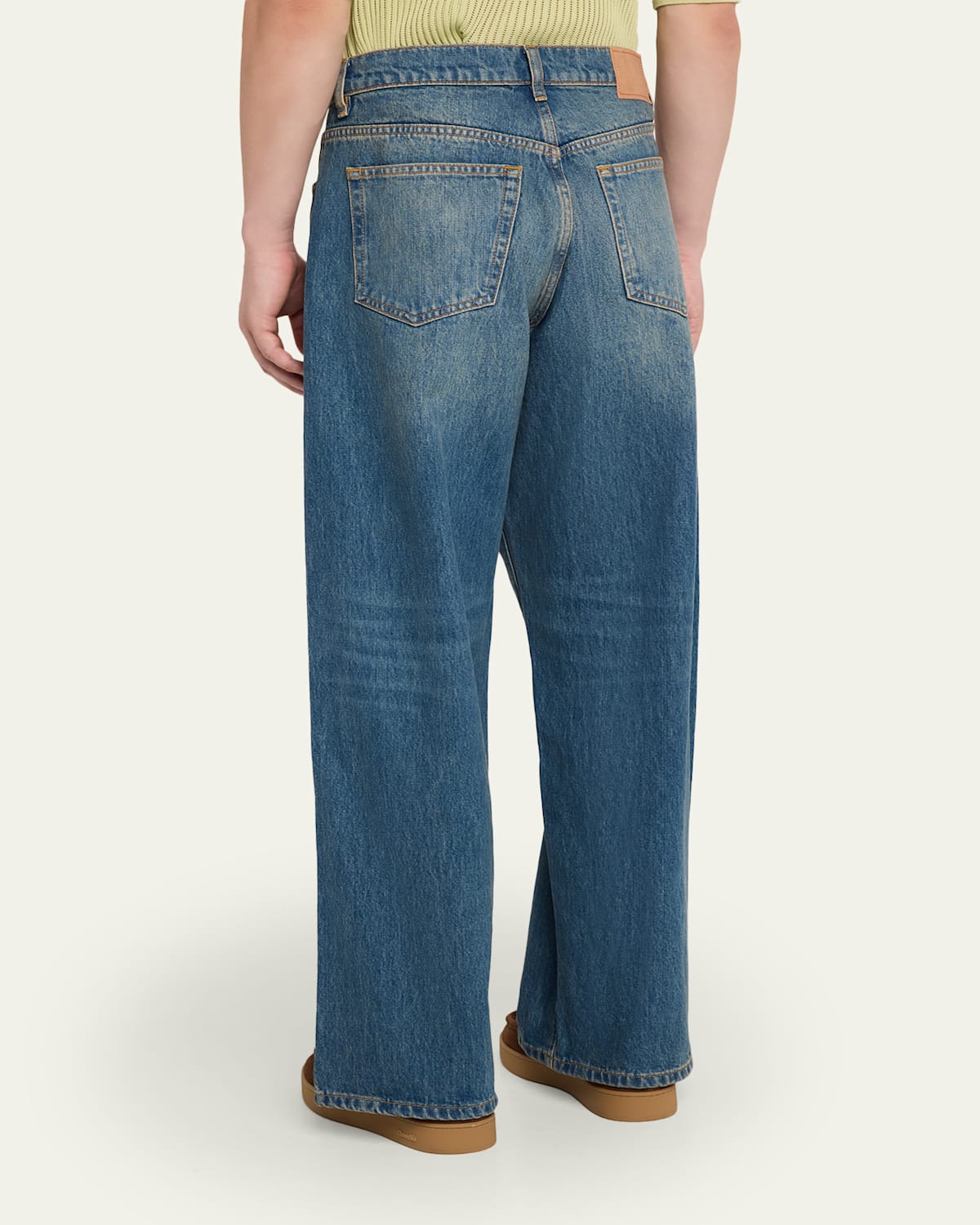 Men'S Medium Blue Wide-Leg Denim Jeans