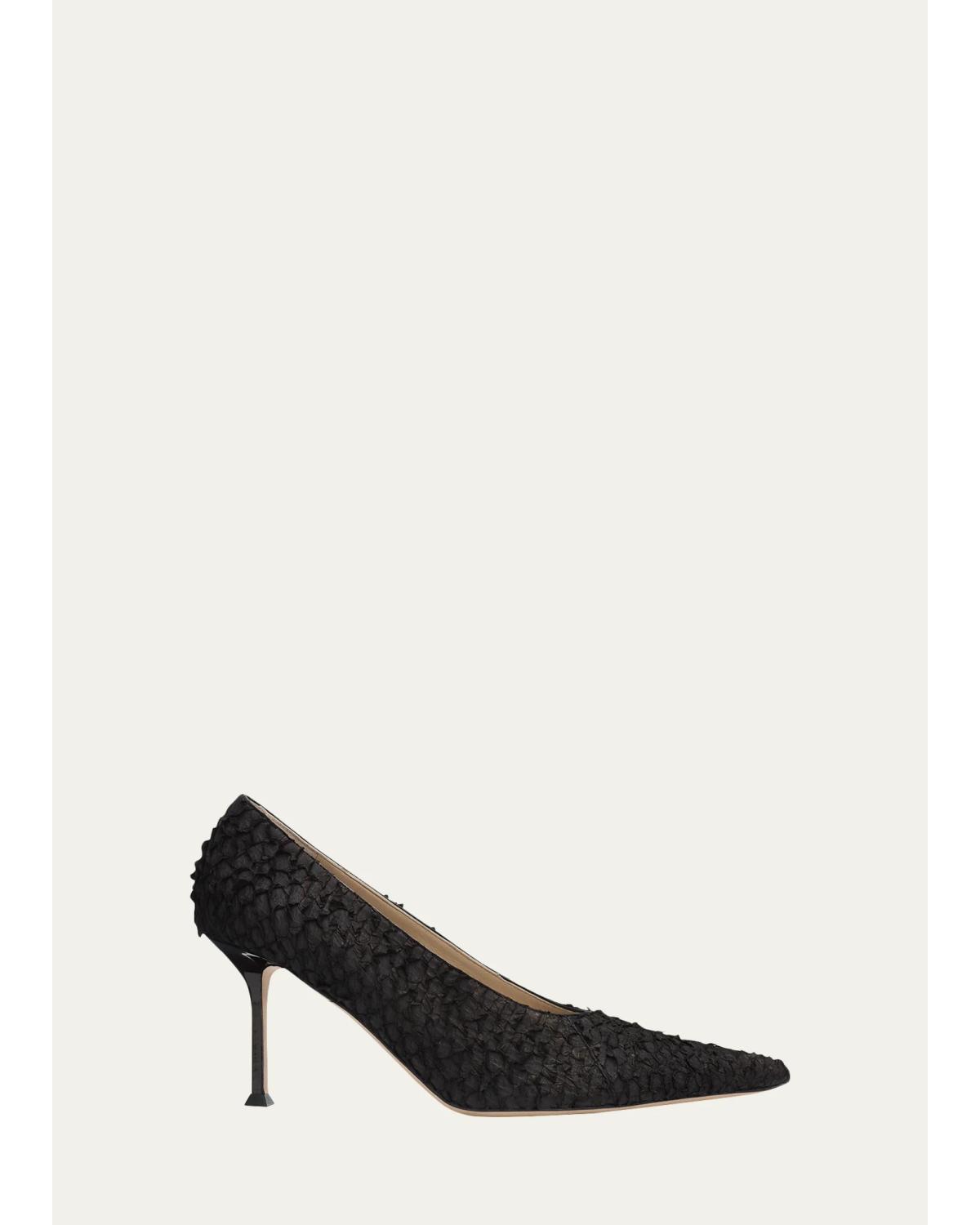 Christen 75mm Helix Python-effect Leather Pumps In Black