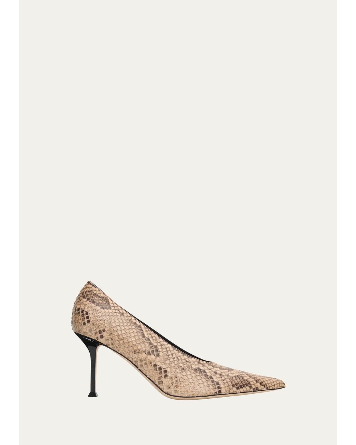 Christen 75mm Helix Snake-printed Leather Pumps In Dark Beige