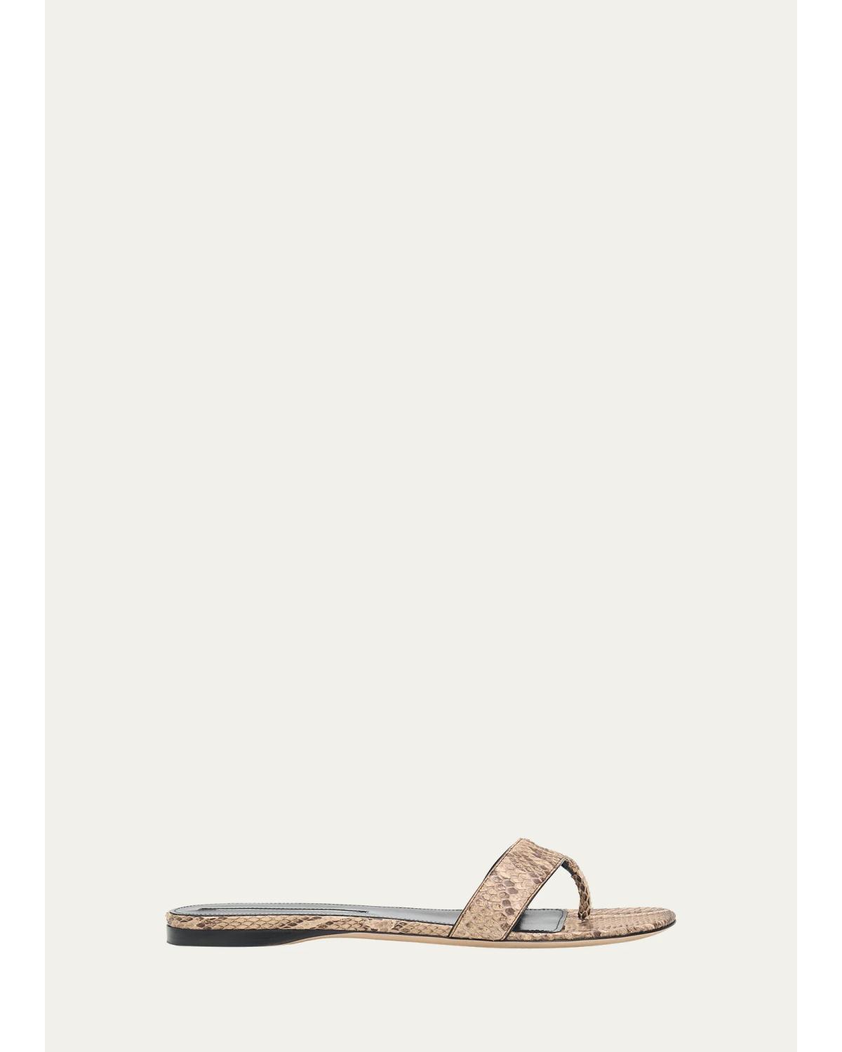 Christen Helix Snake-printed Leather Flat Thong Sandals In Animal Print