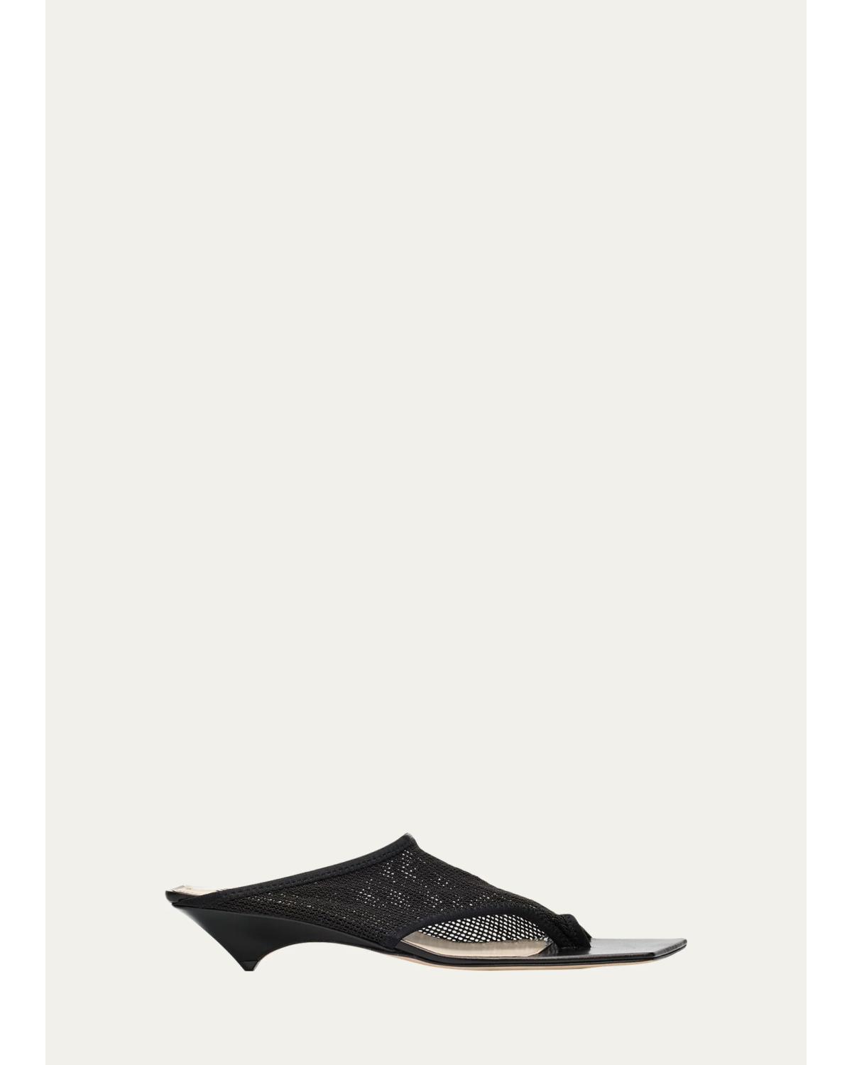 Christen 35mm Edge Stretch Mesh Mules In Black