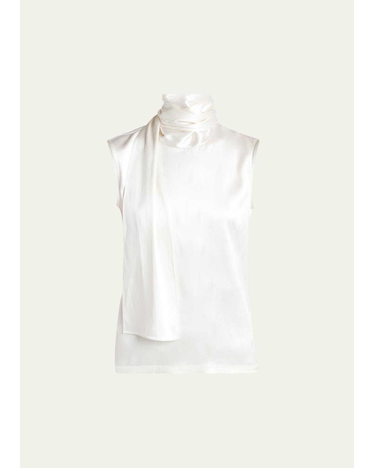 Tie-Detailed Stretch-Silk Top