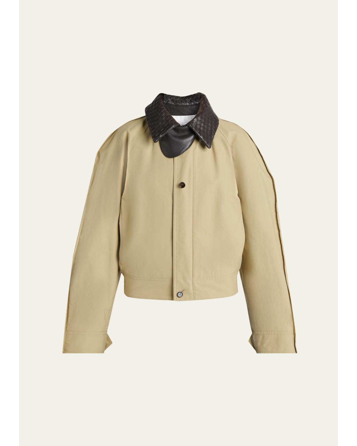 Intrecciato Collar Cotton Blouson Jacket