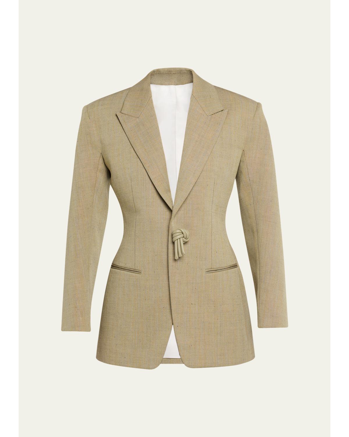 Oversized Wool-Linen Single-Breasted Jacket