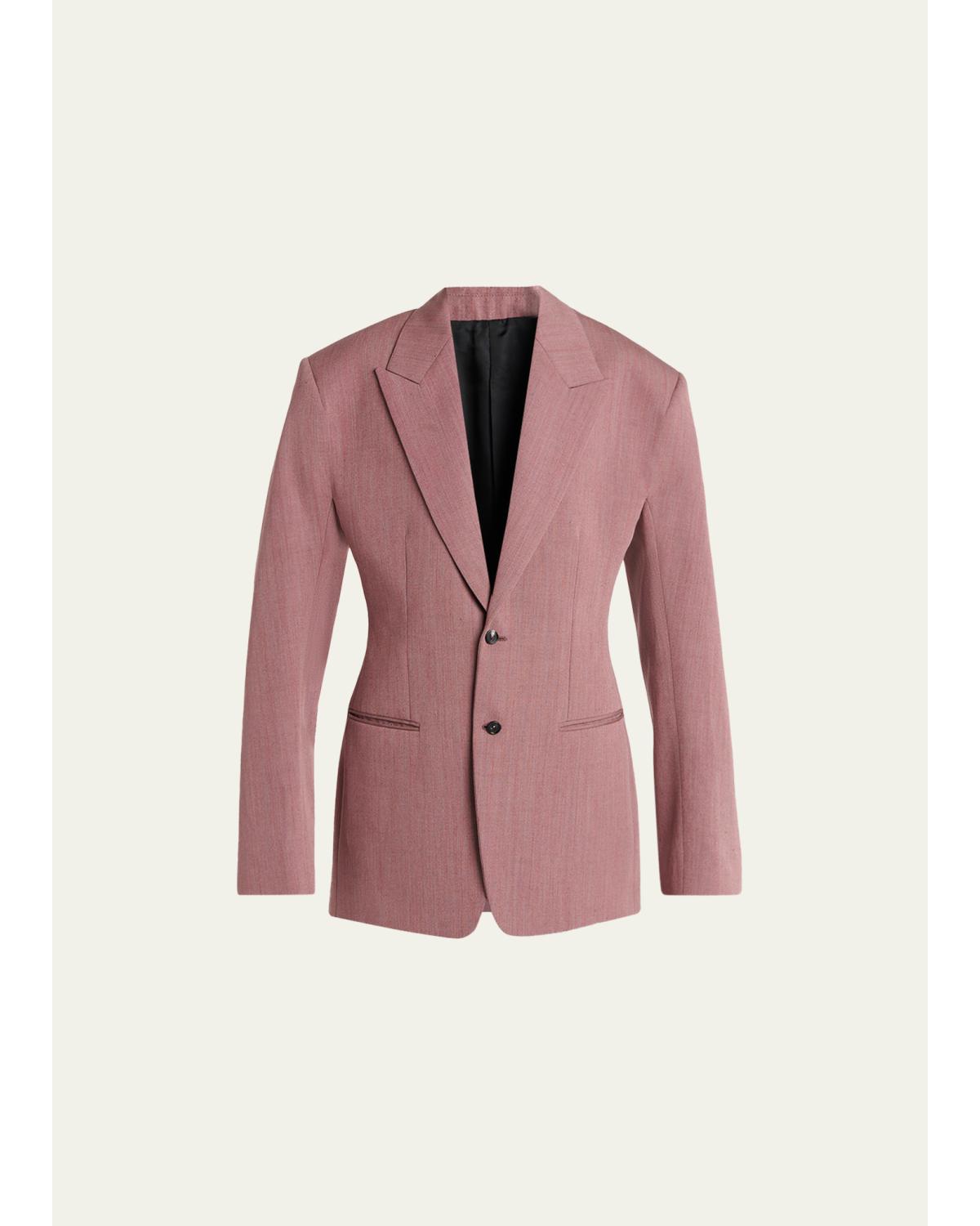 Oversized Wool-Linen Single-Breasted Jacket