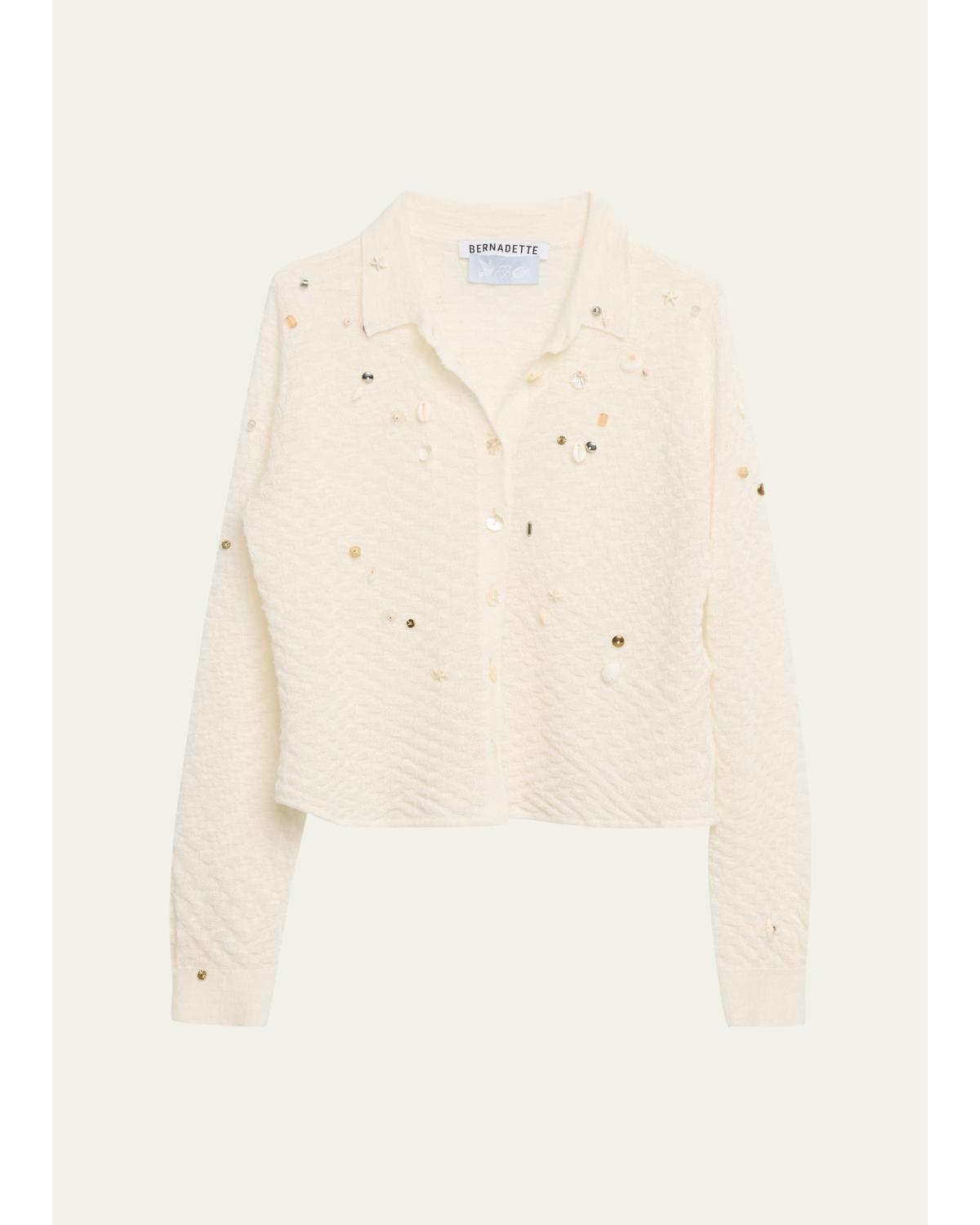 Turner Embellished Check Linen Button-Down Shirt