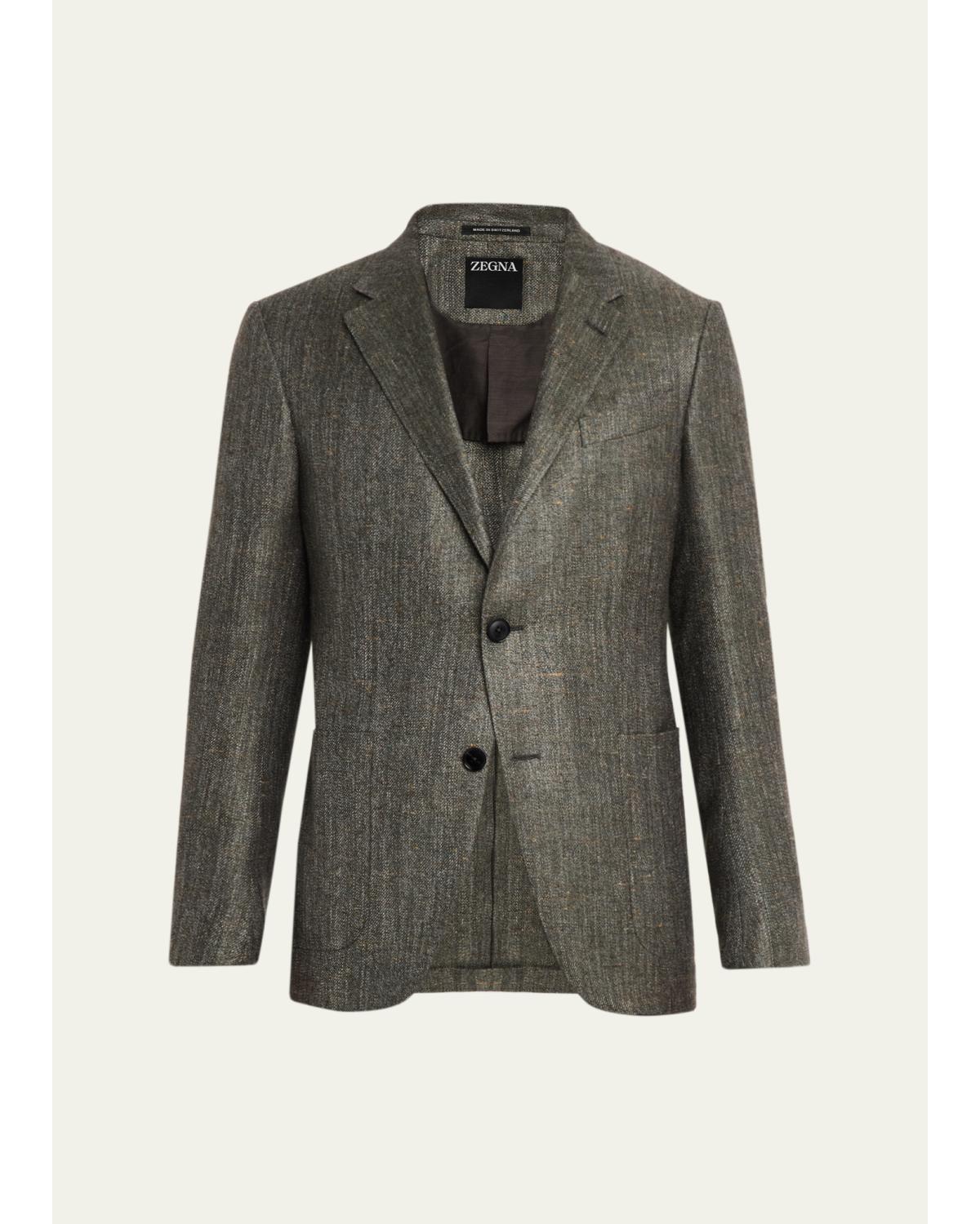 Men'S Silk-Cotton Twill Single-Breasted Sport Coat