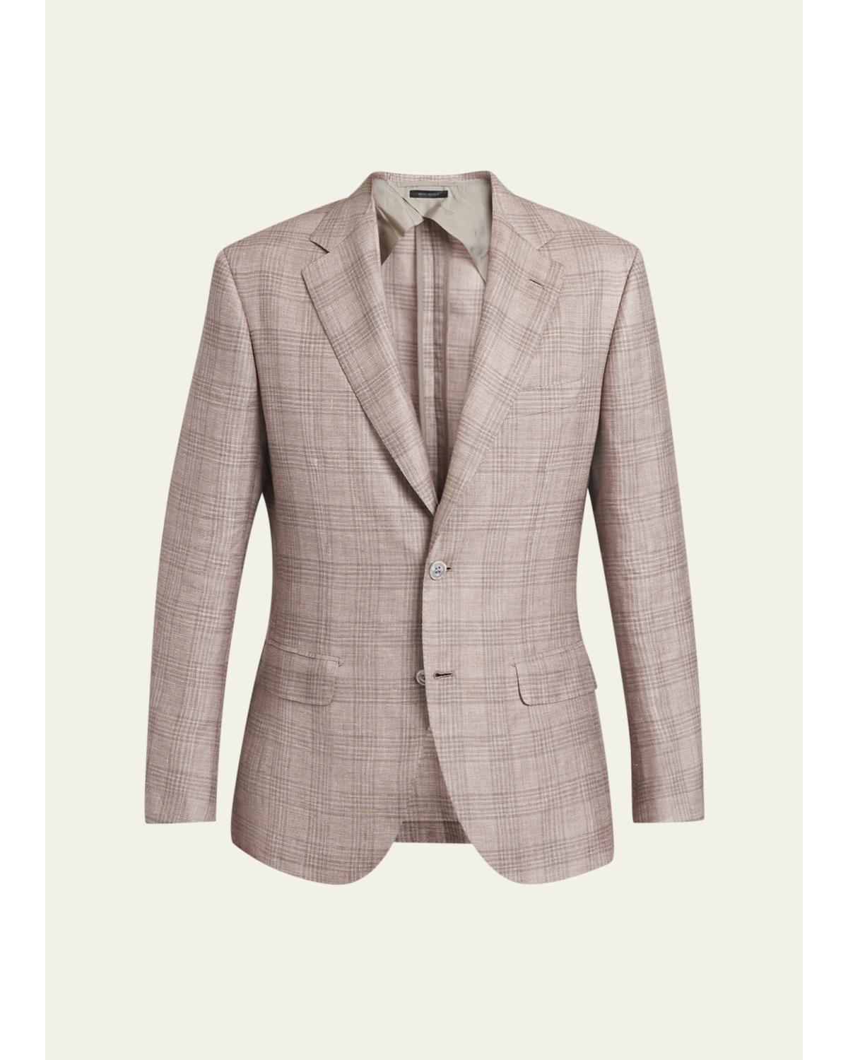 Men's Linen, Cashmere and Silk Plaid Sport Coat