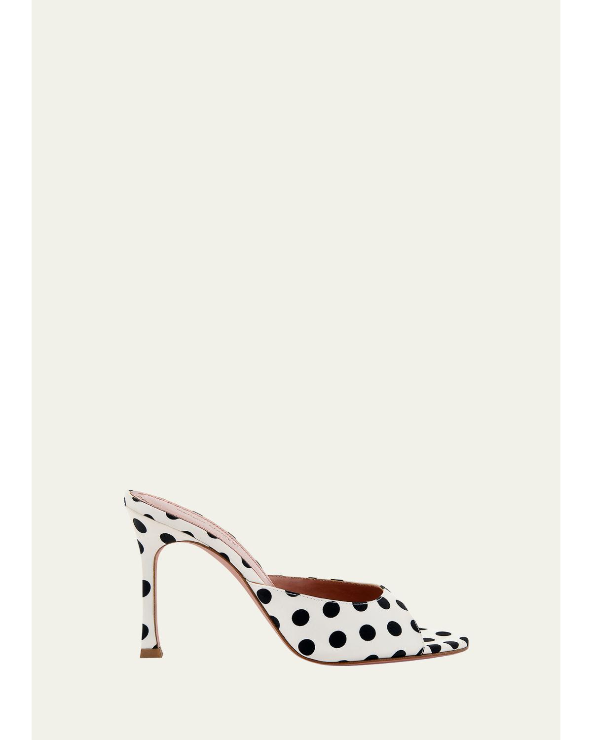 95Mm Alexa Polka-Dot Satin Mule Pumps