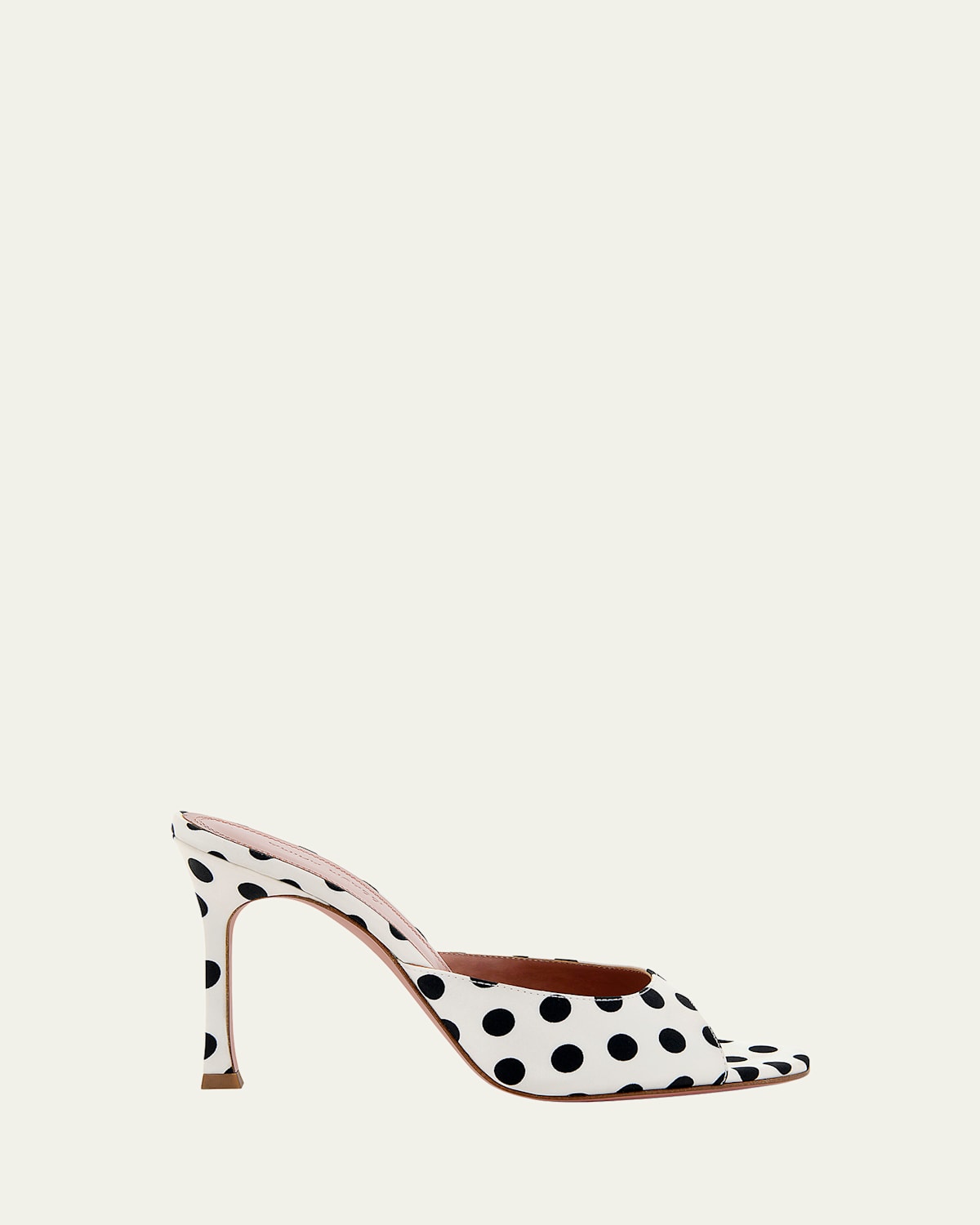 Amina Muaddi 95mm Alexa Polka-Dot Satin Mule Pumps