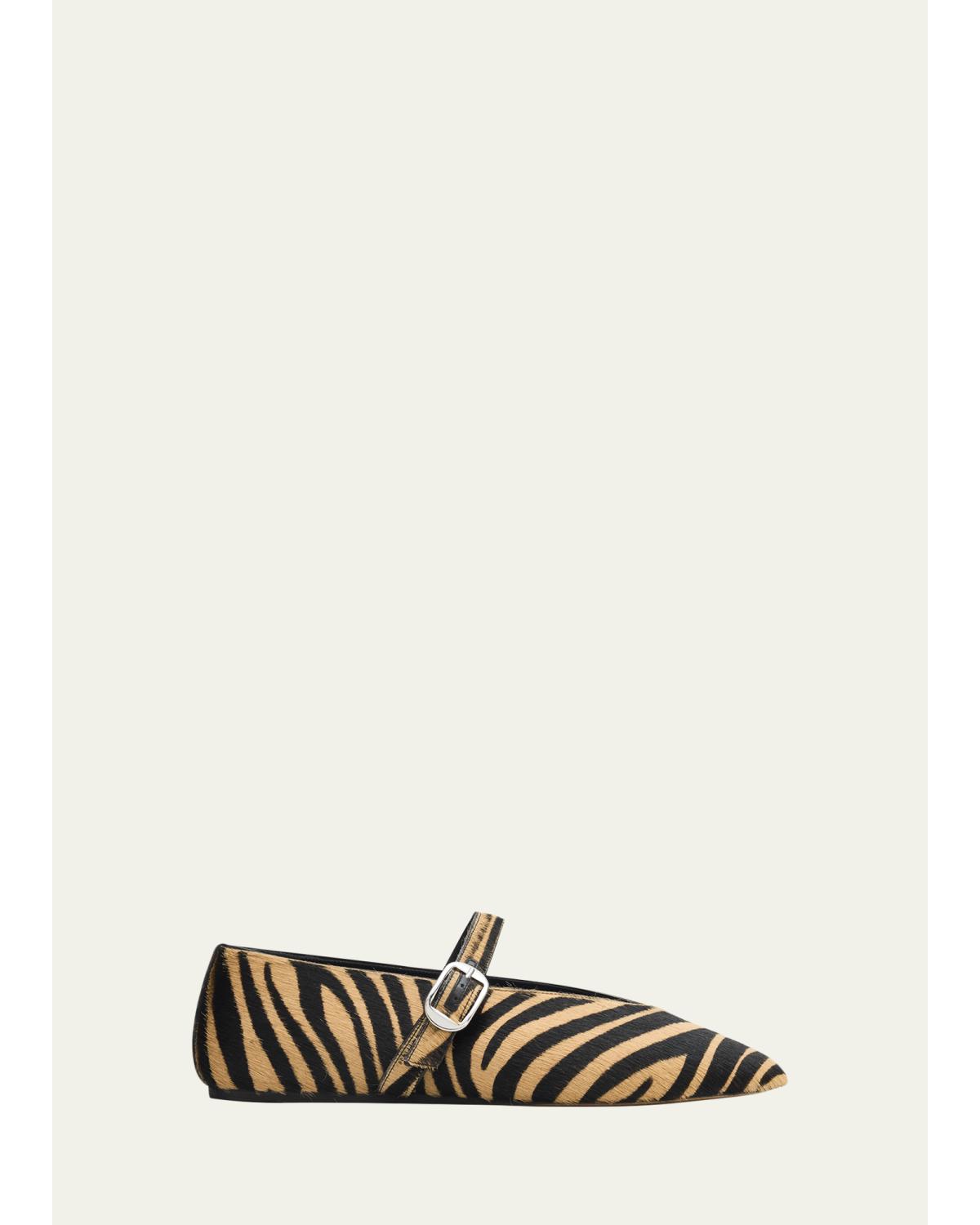 Stella Zebra Calf Hair Ballerina Flats