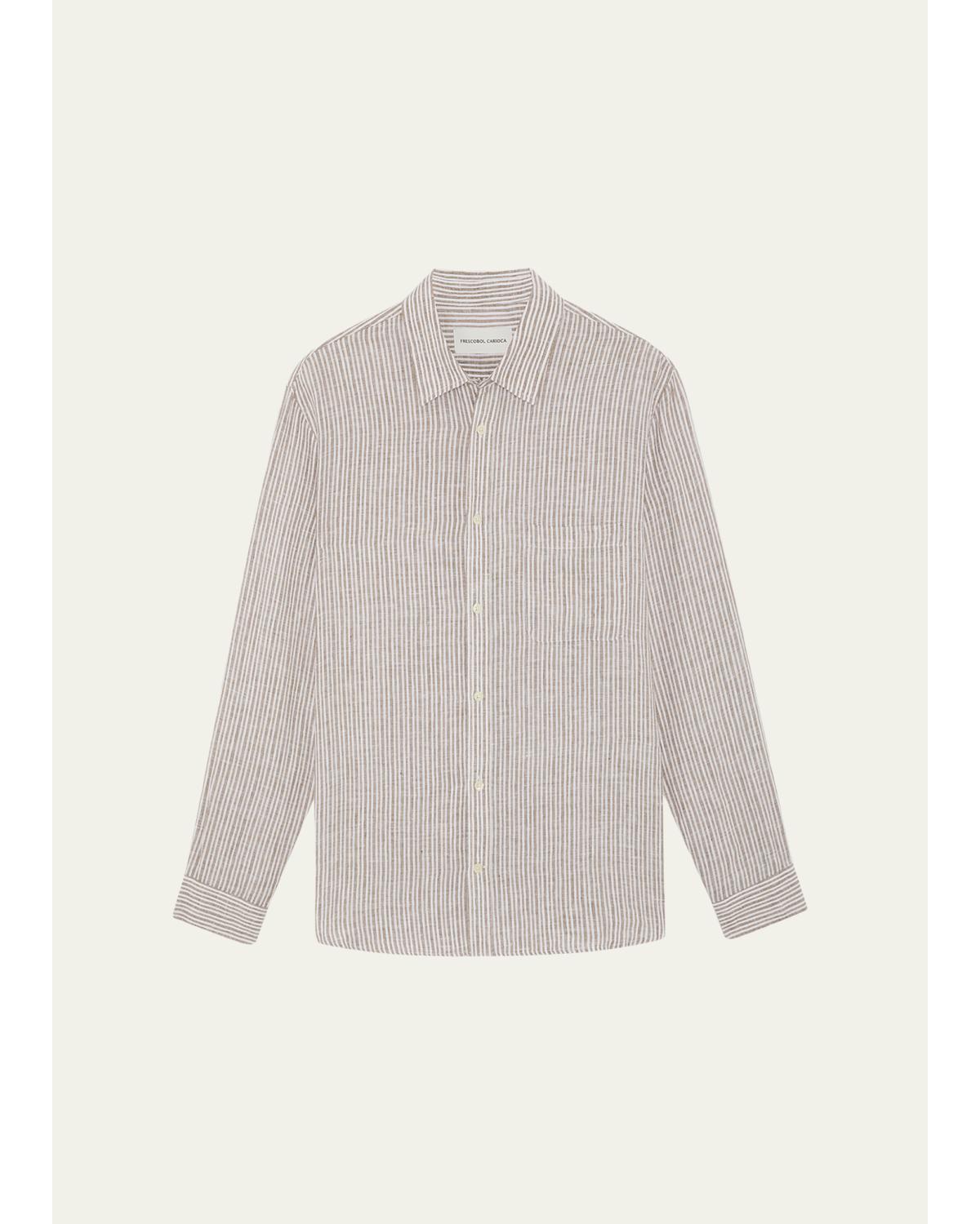 Men'S Cotton Stripe Button-Down Shirt