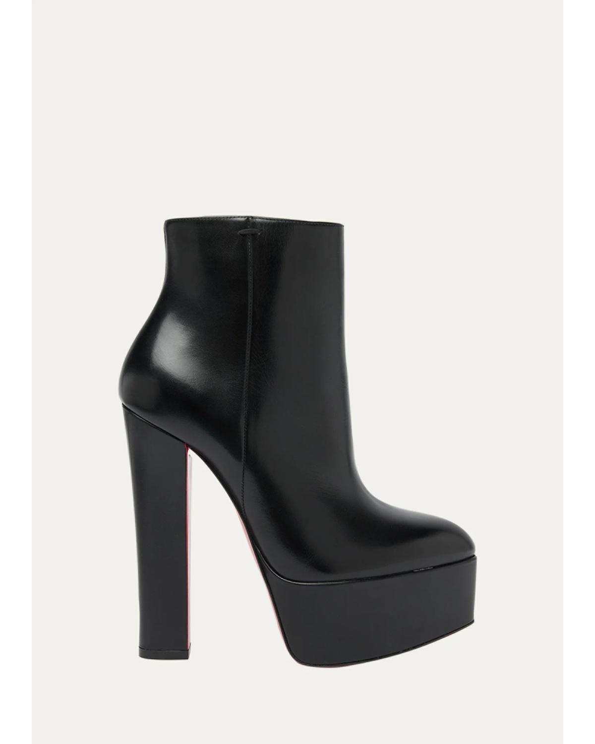 150Mm Jenna Leather Platform Booties