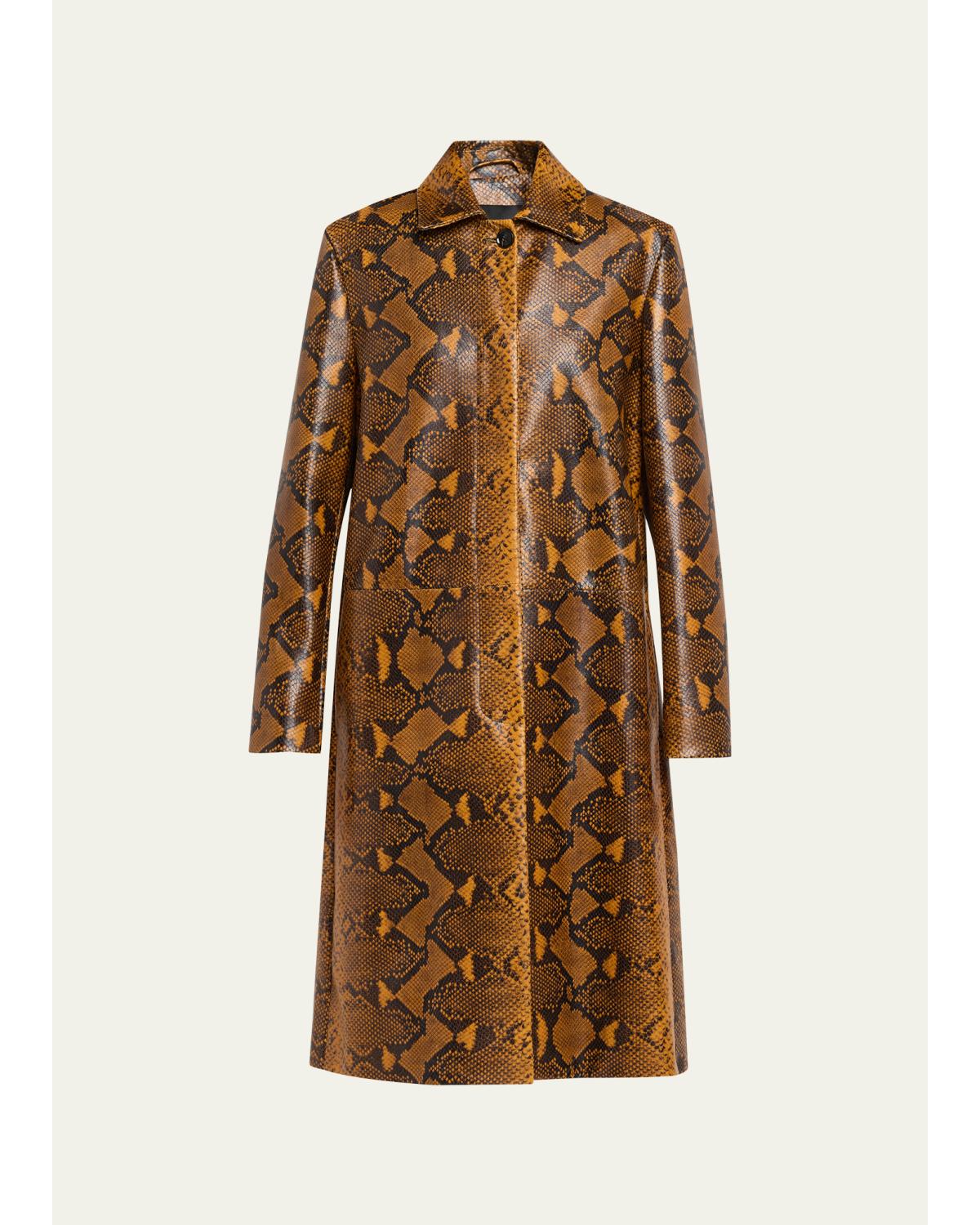 Proenza Schouler Leticia Python-printed Leather Coat In Brown