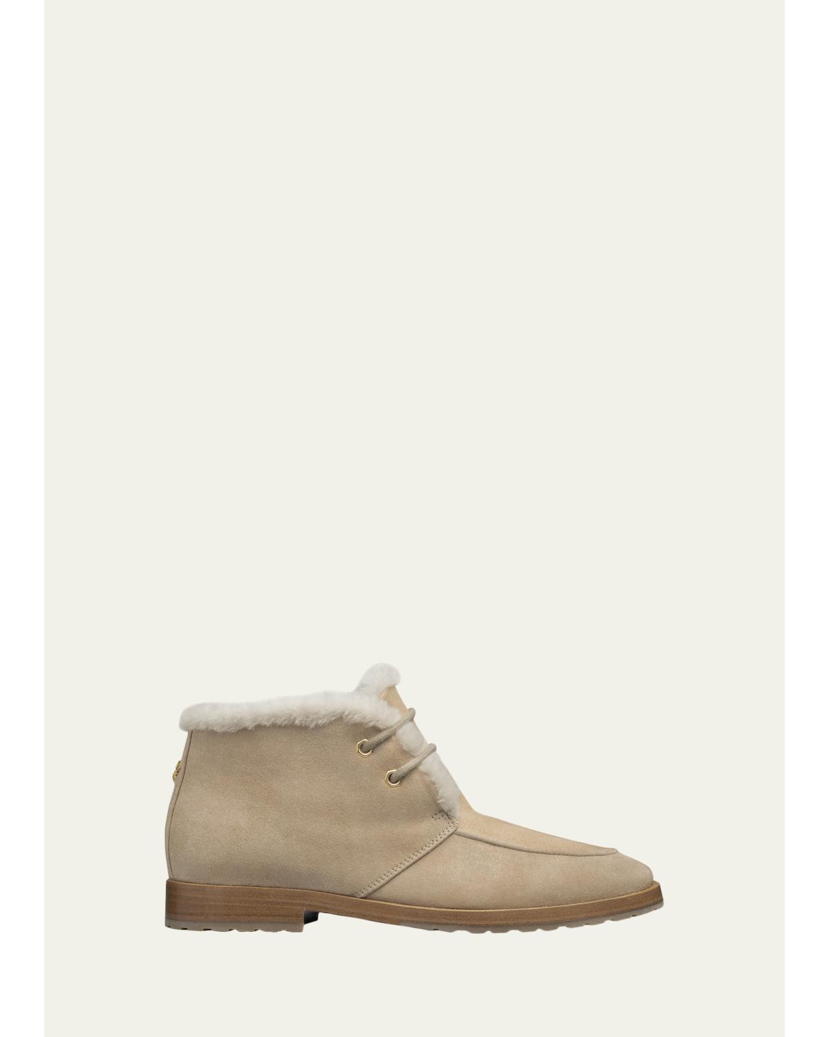Suede Shearling-Lined Ankle Boots