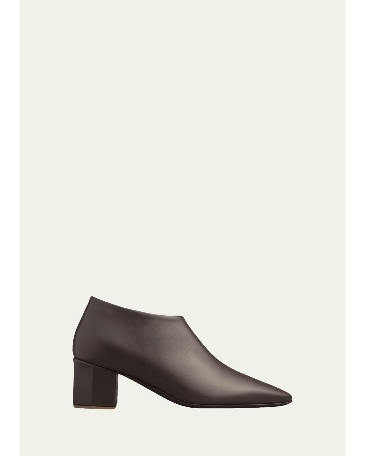 55Mm Leather Low Heeled Hexagon Booties