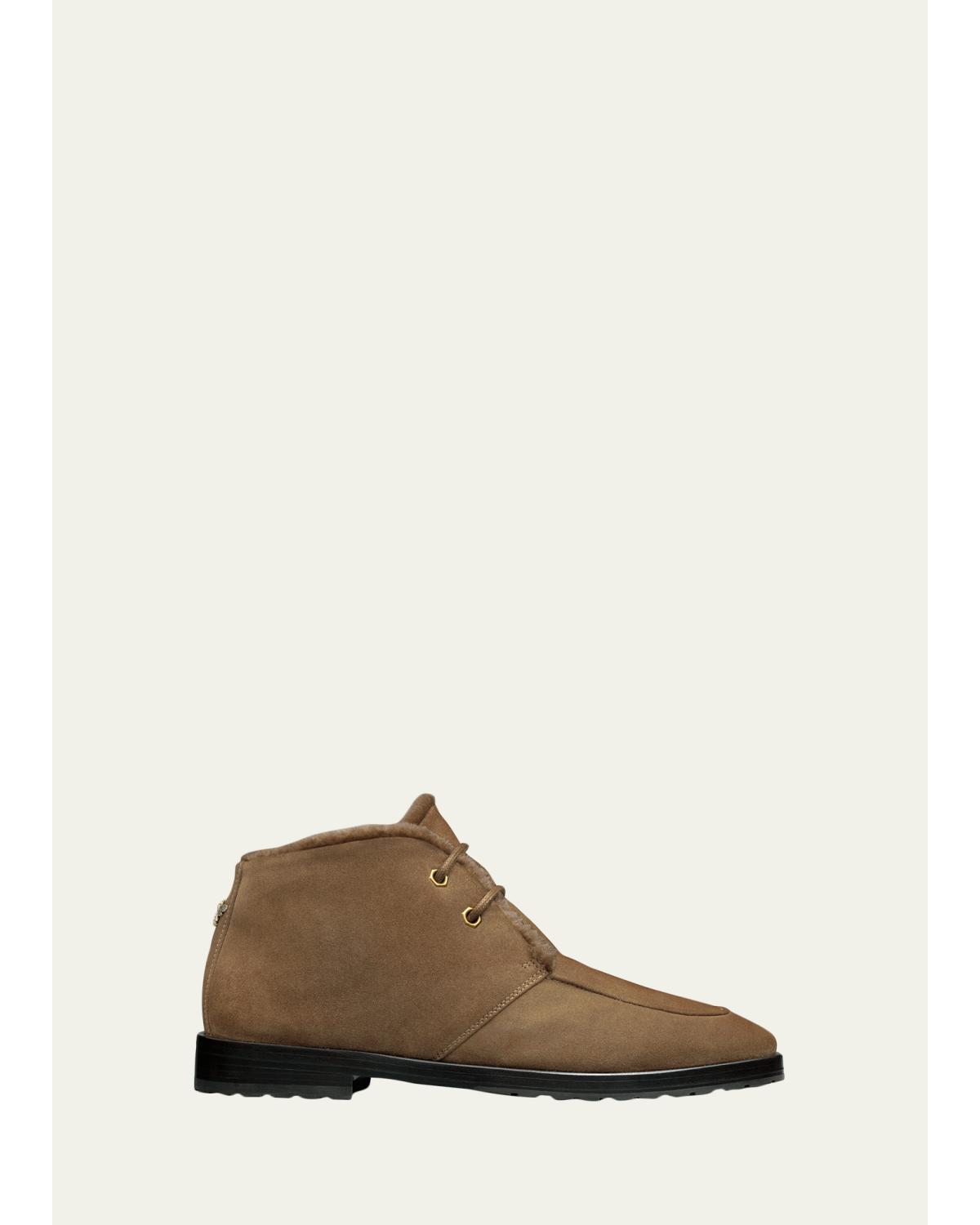 Suede Shearling-Lined Ankle Boots
