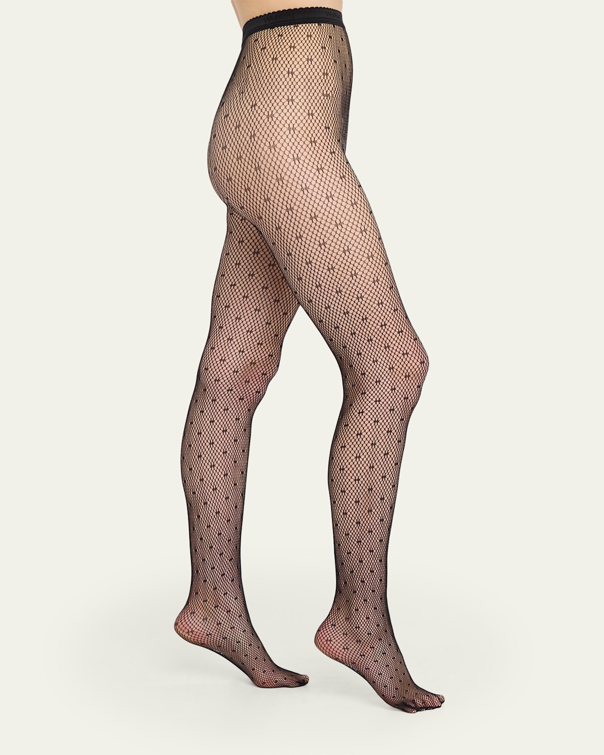 Wolford Dotted Net Polka Dot Mesh Tights